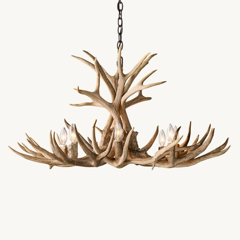 Rustic Antler Chandelier 8-Light E12 Candelabra Ceiling Light 34"