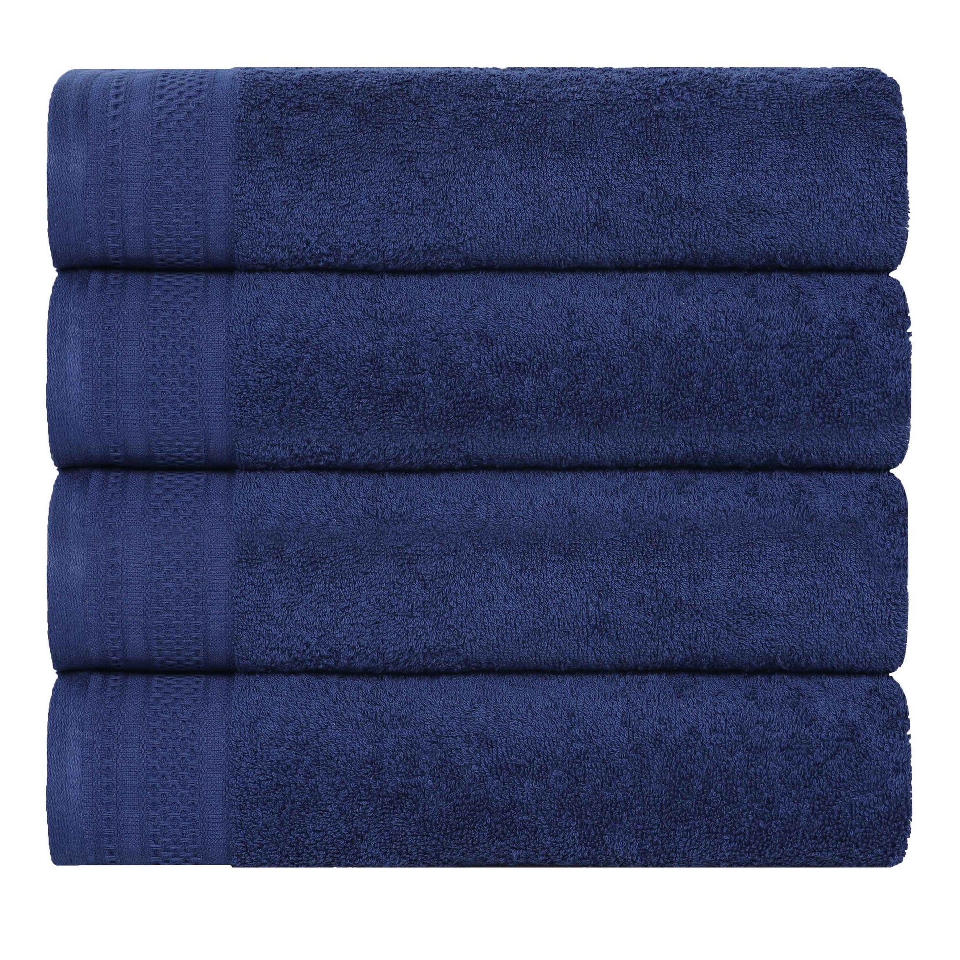 Honeycomb Textured Waffle Border Cotton Bath Towels, Set of 4 - Bath Towel by Superior Brand