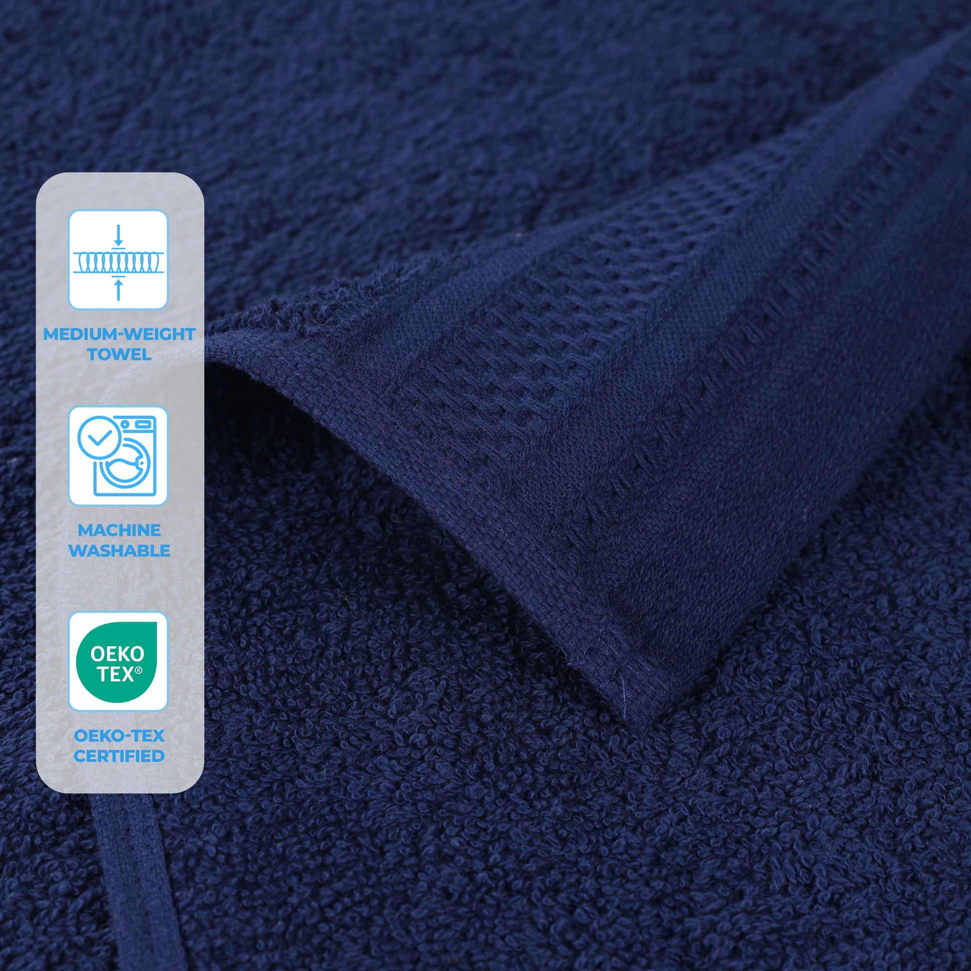 Honeycomb Textured Waffle Border Cotton Bath Towels, Set of 4 - Bath Towel by Superior Brand