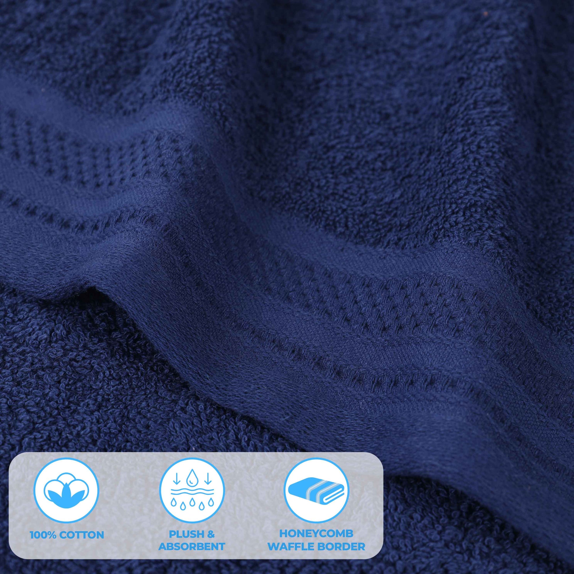 Honeycomb Textured Waffle Border Cotton Bath Towels, Set of 4 - Bath Towel by Superior Brand