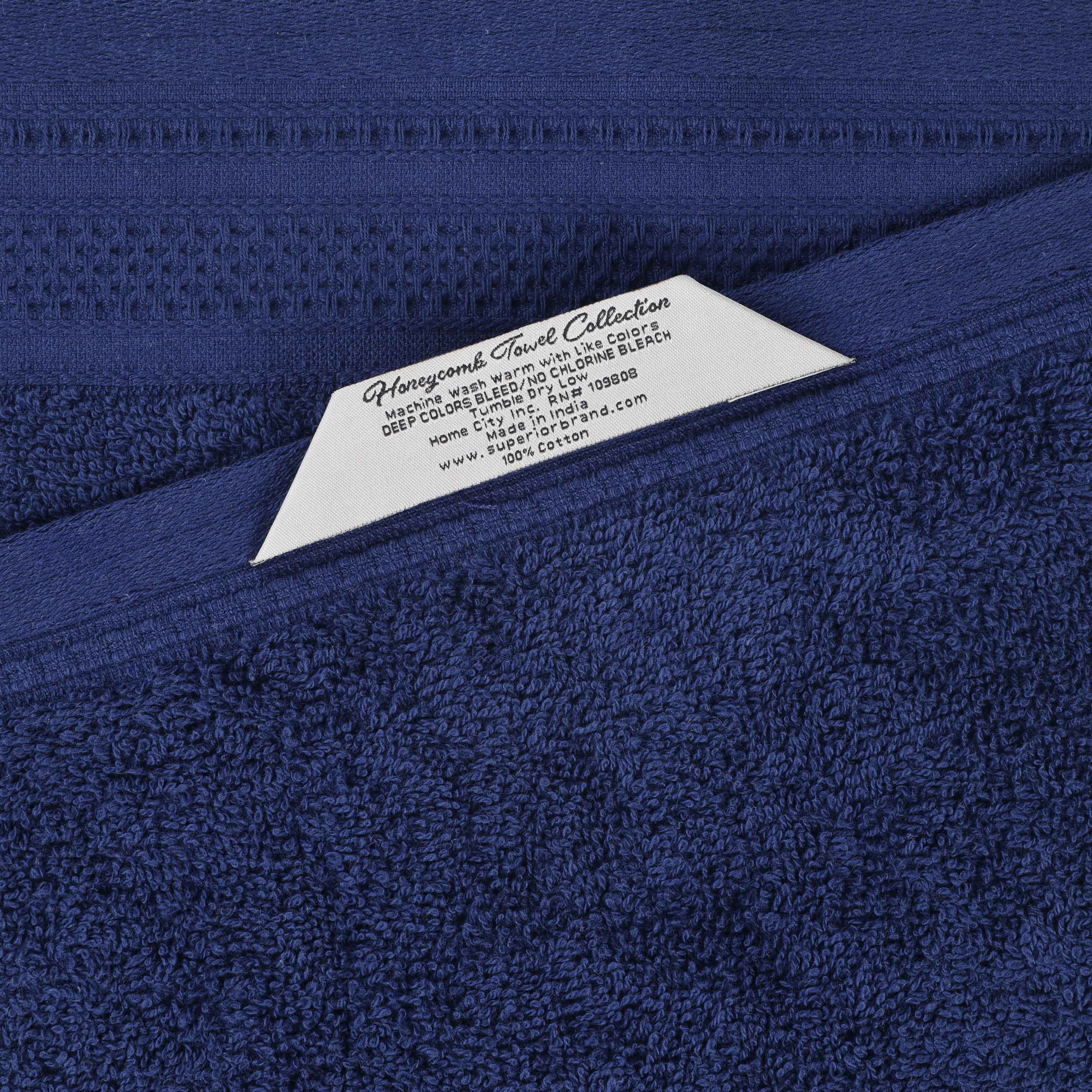 Honeycomb Textured Waffle Border Cotton Bath Towels, Set of 4 - Bath Towel by Superior Brand