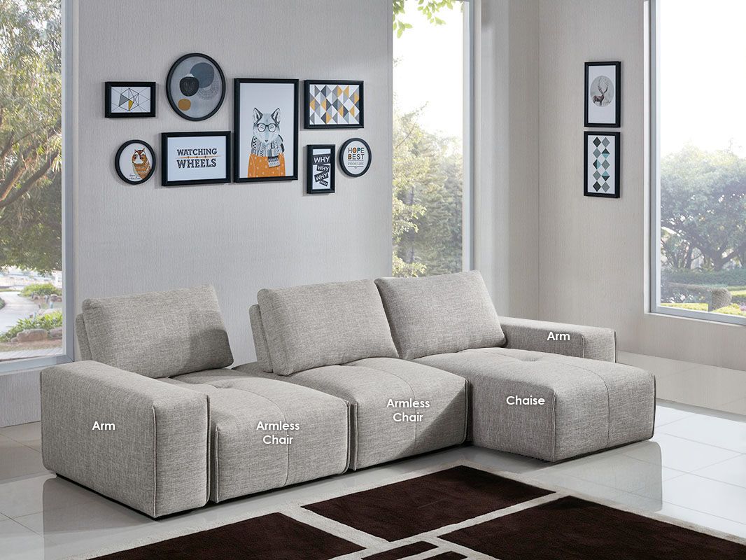 Jazz Reversible Sectional – Barley Fabric with Adjustable Backrests
