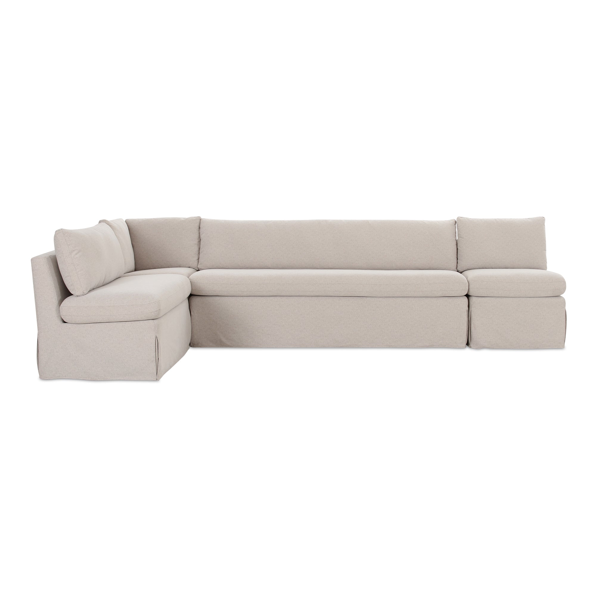Fable Slipcover Dining Banquette L-Shape Beige 125.5 in. - Moes Home