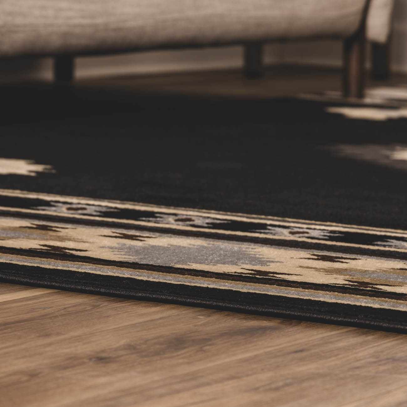 Buckhaven Black Southwestern Area Rug