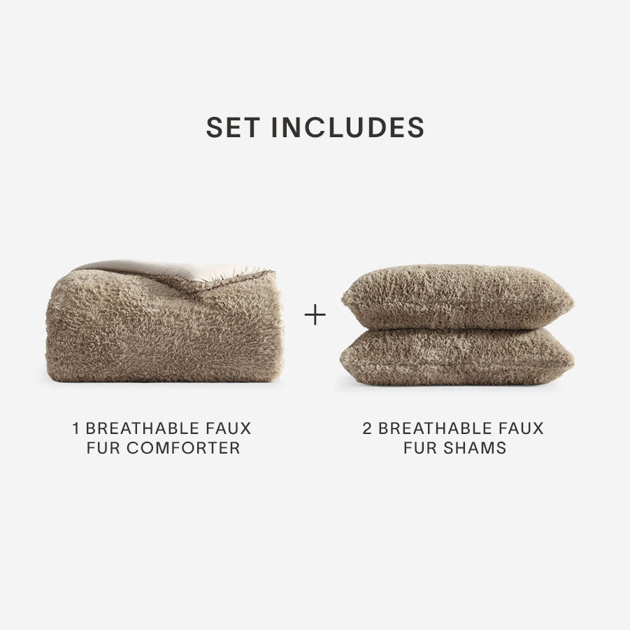 Breathable Faux Fur Comforter Bundle