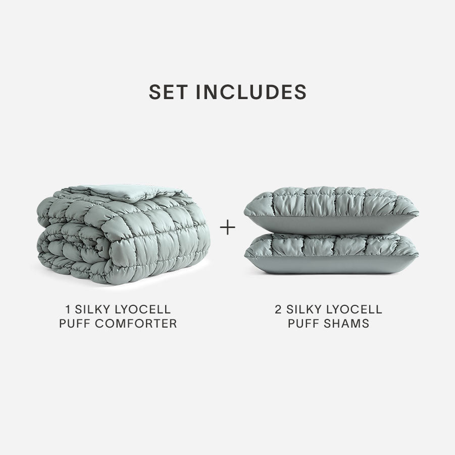 Silky Lyocell Puff Comforter Bundle