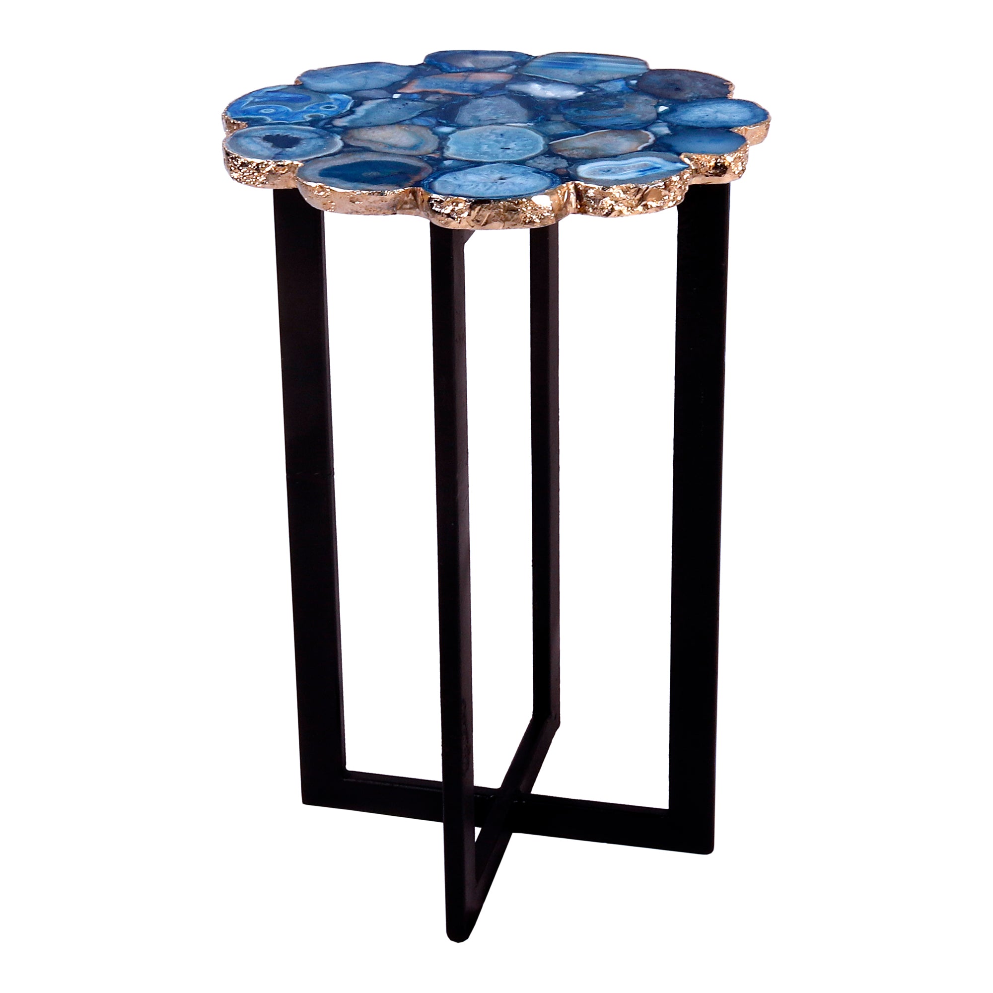 Azul Agate Accent Table Blue - Moes Home