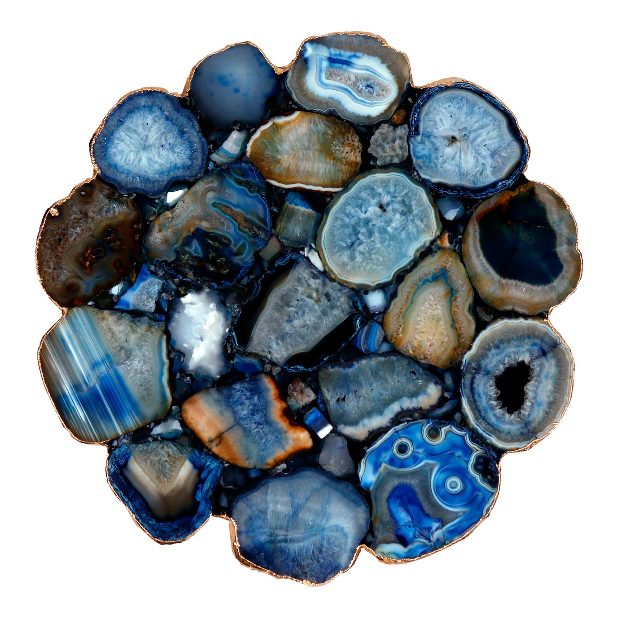 Azul Agate Accent Table Blue - Moes Home