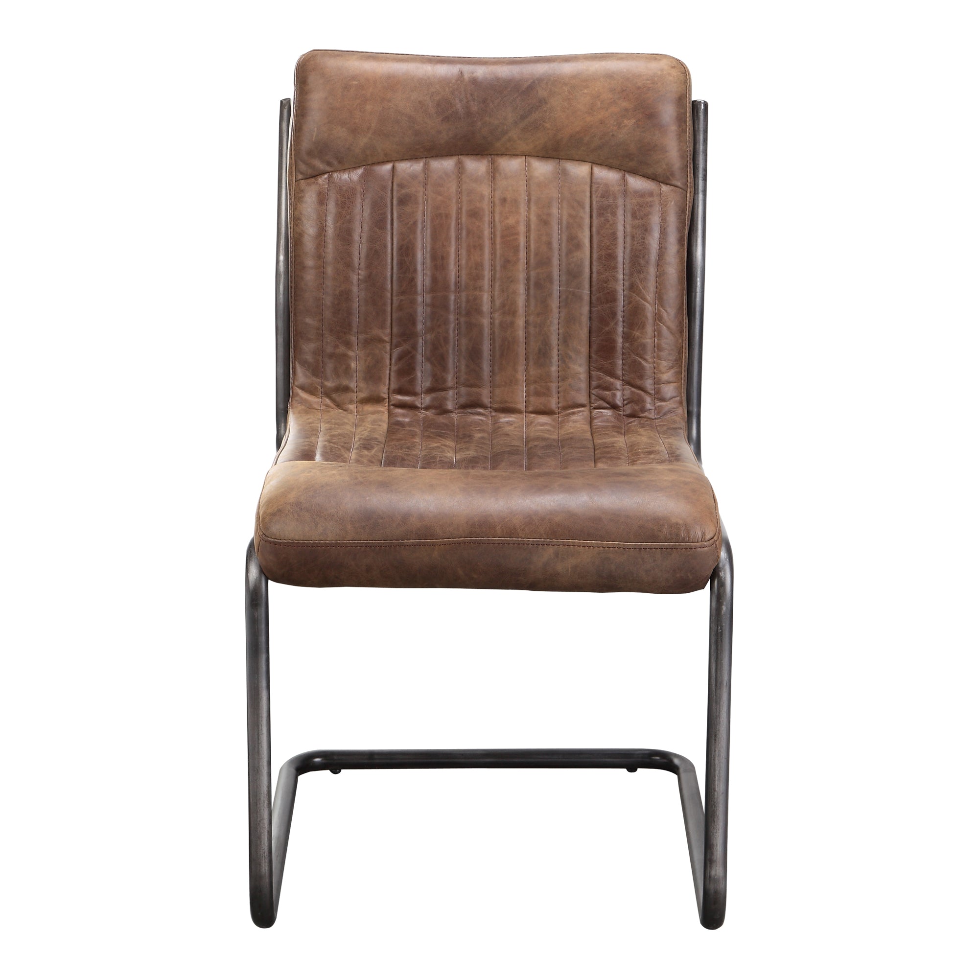 Ansel Dining Chair Grazed Brown Leather - Set Of Two - Moes Home