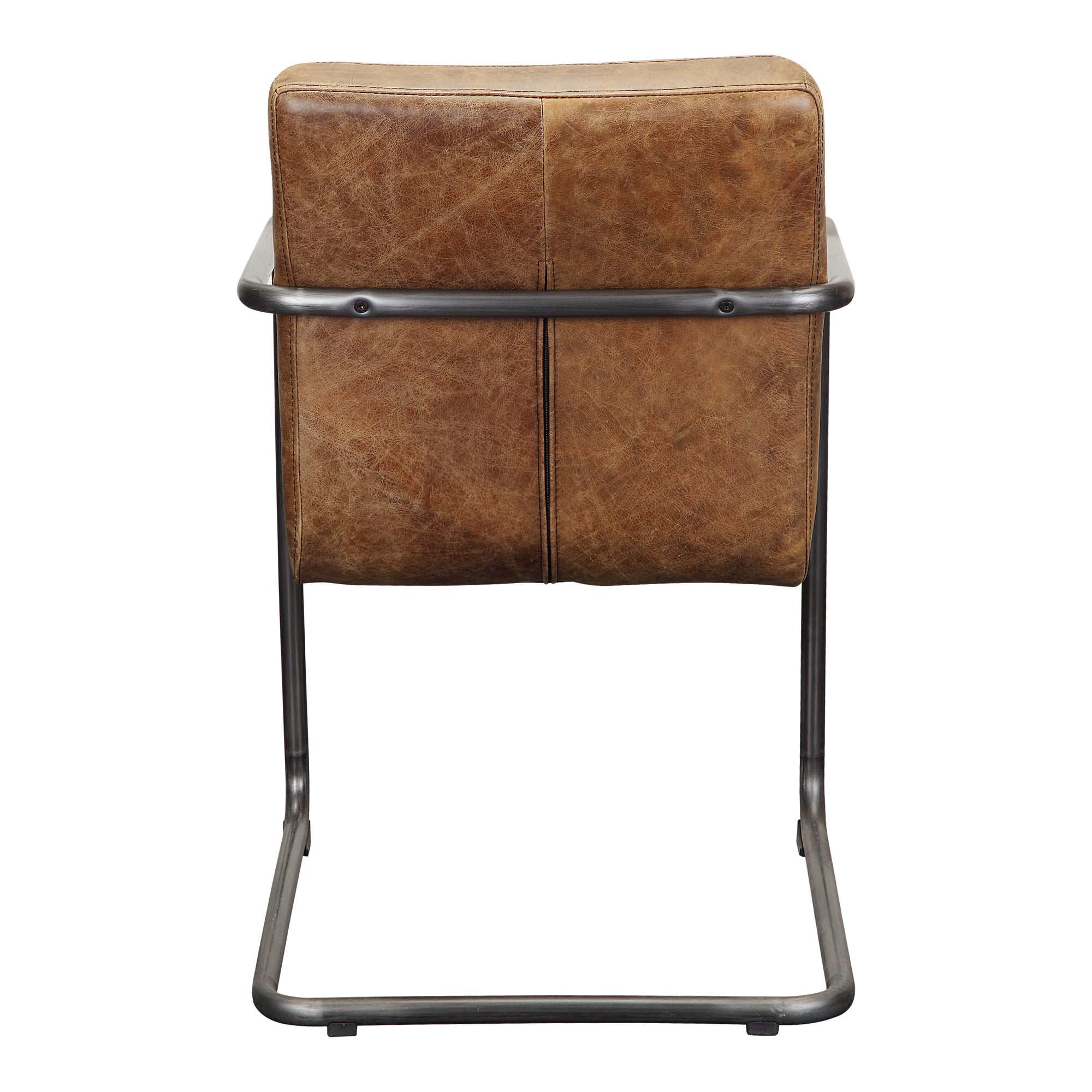Ansel Arm Chair Grazed Brown Leather - Set Of Two - Moes Home