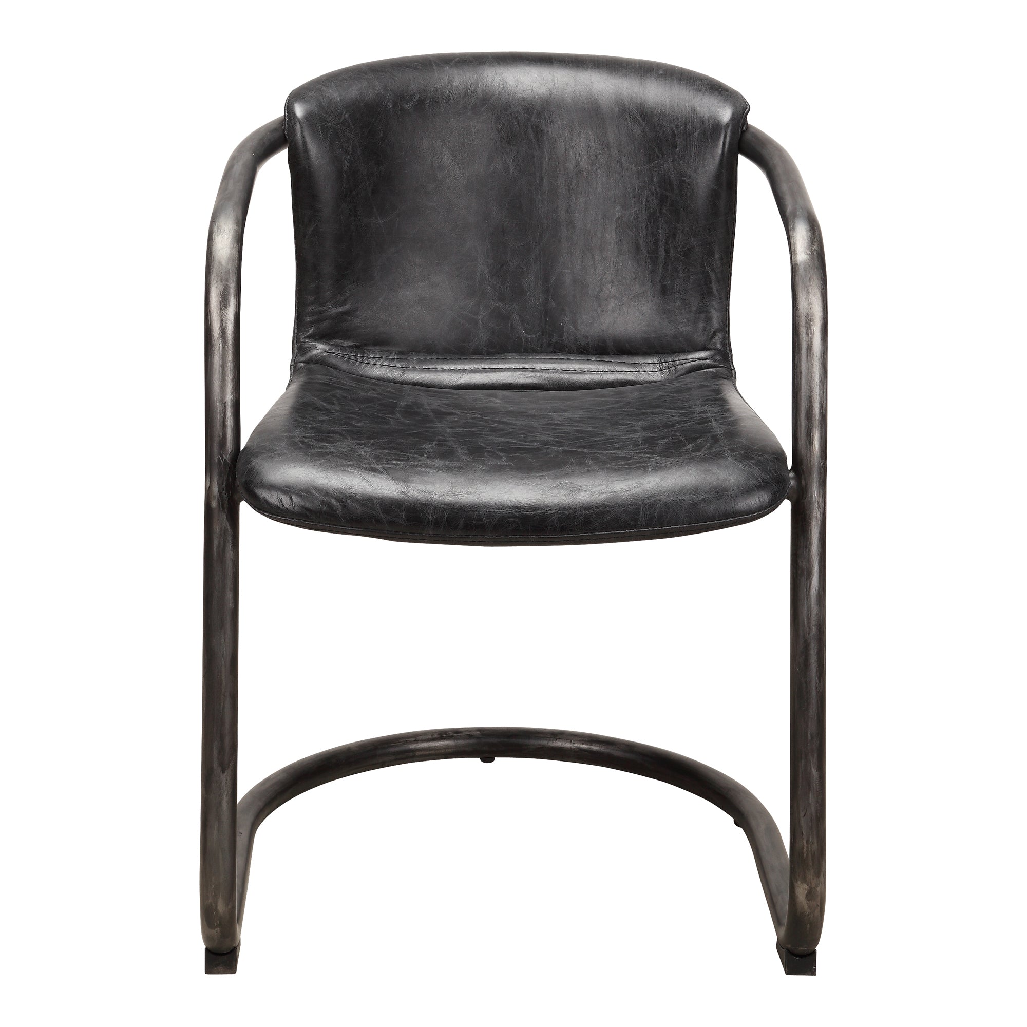 Freeman Dining Chair Onyx Black Leather - Set Of Two - Moes Home