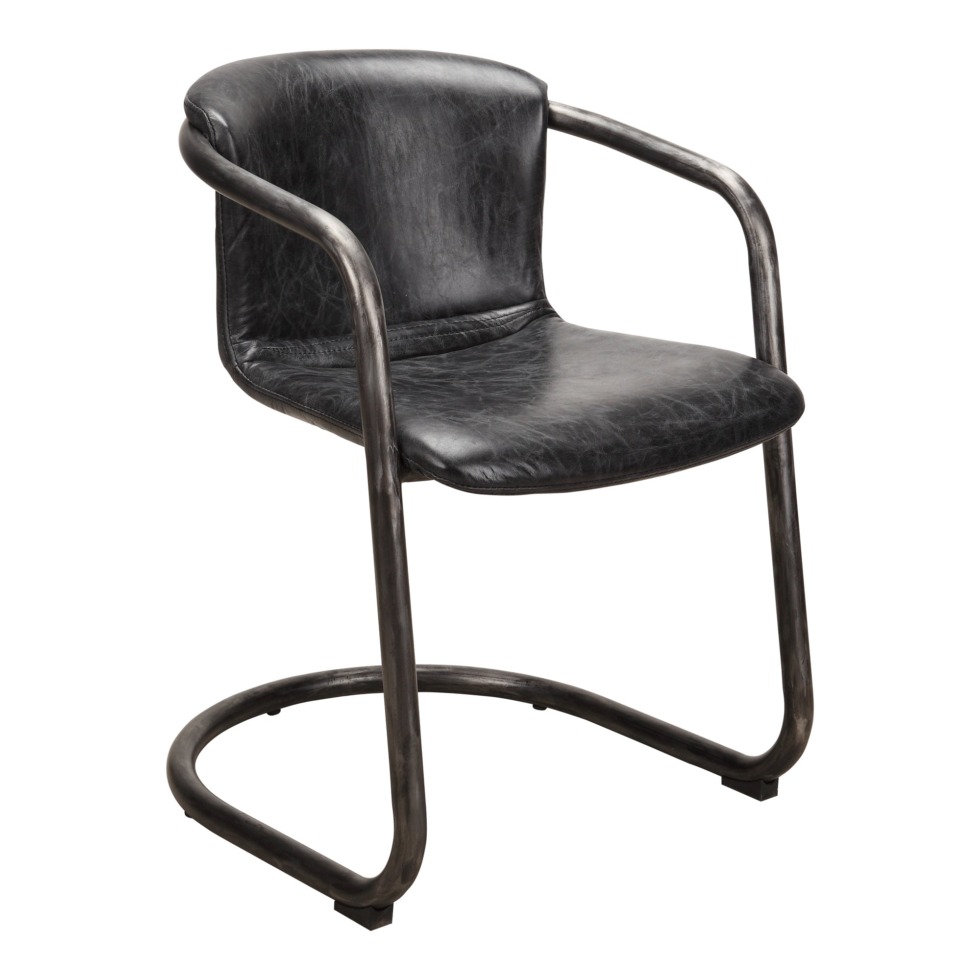 Freeman Dining Chair Onyx Black Leather - Set Of Two - Moes Home