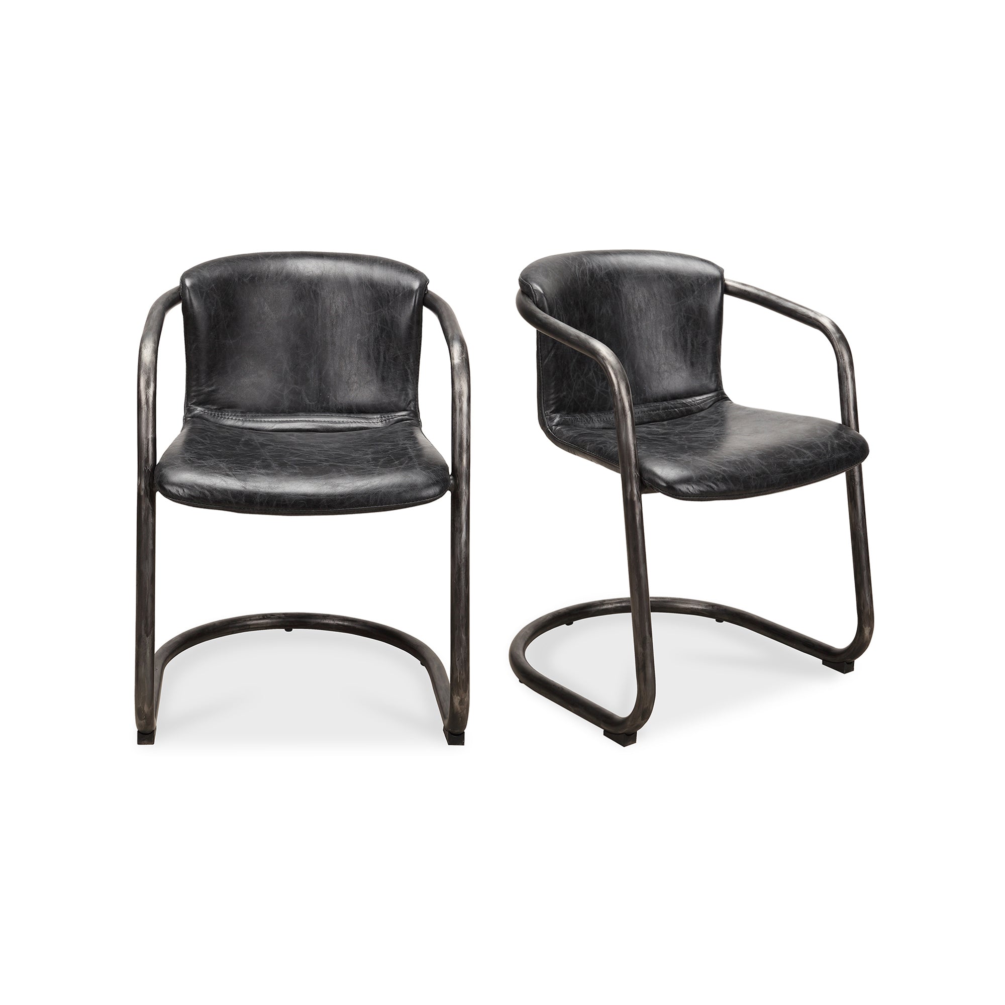Freeman Dining Chair Onyx Black Leather - Set Of Two - Moes Home