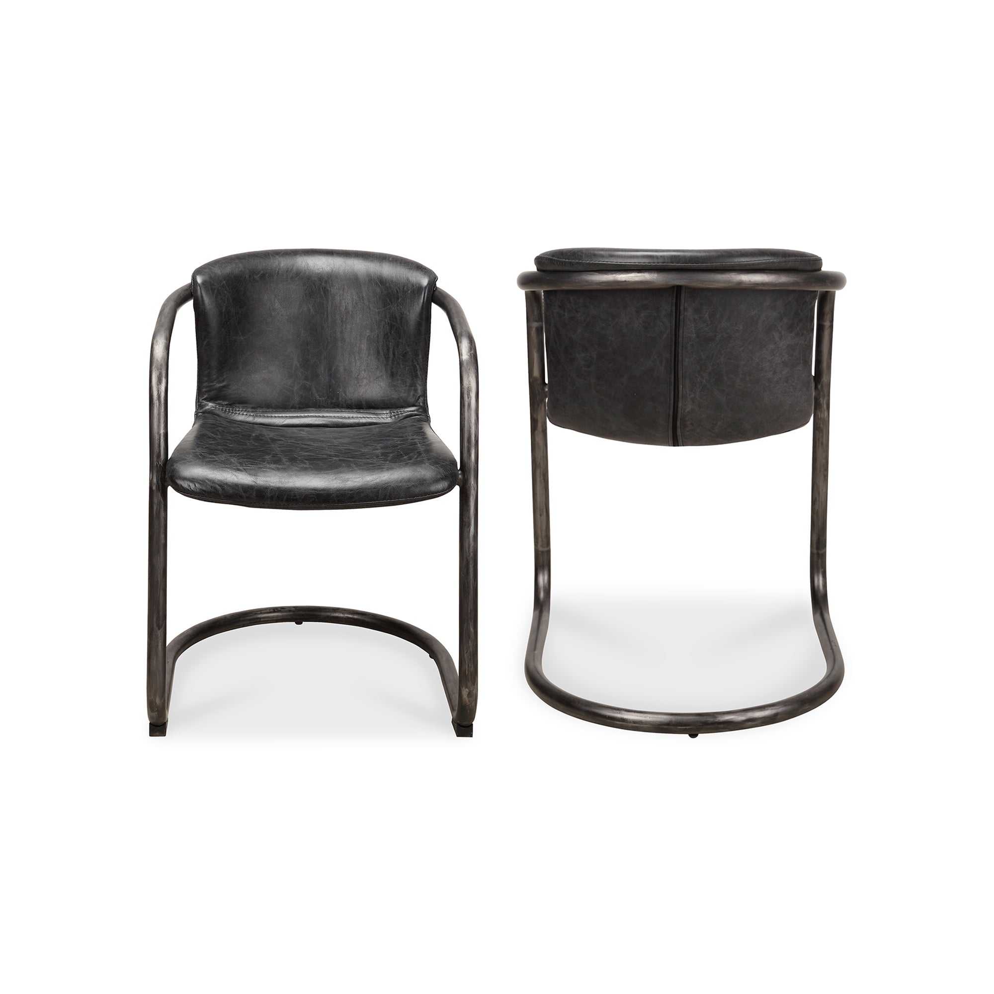 Freeman Dining Chair Onyx Black Leather - Set Of Two - Moes Home