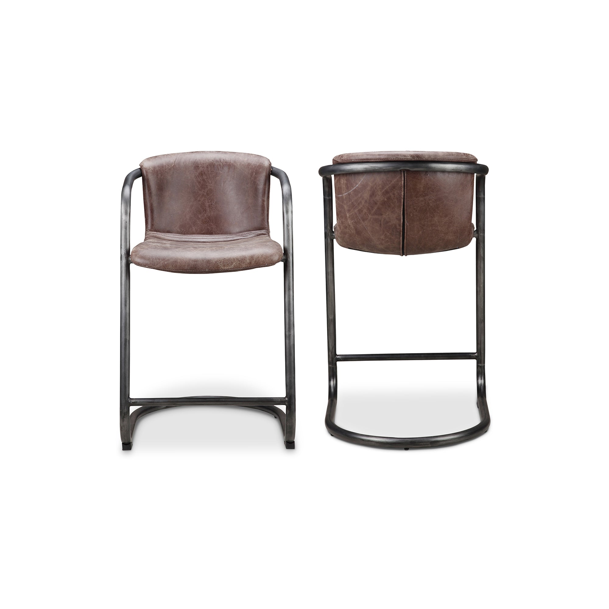 Freeman Counter Stool Onyx Black Leather - Set Of Two