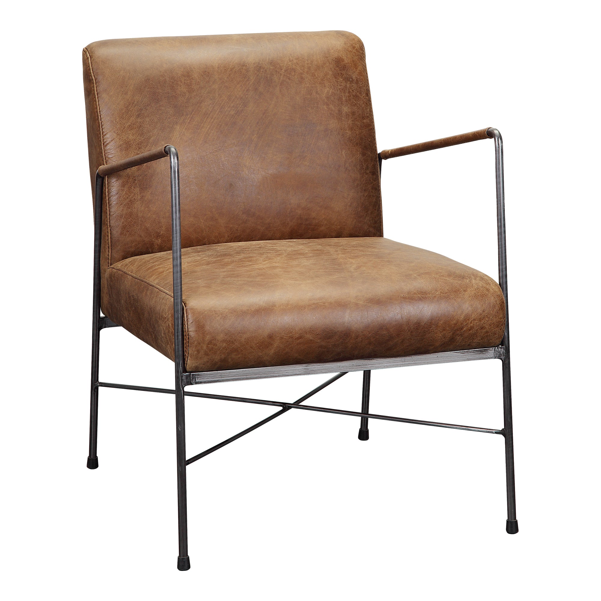 Dagwood Leather Armchair Open Road Brown - Moes Home