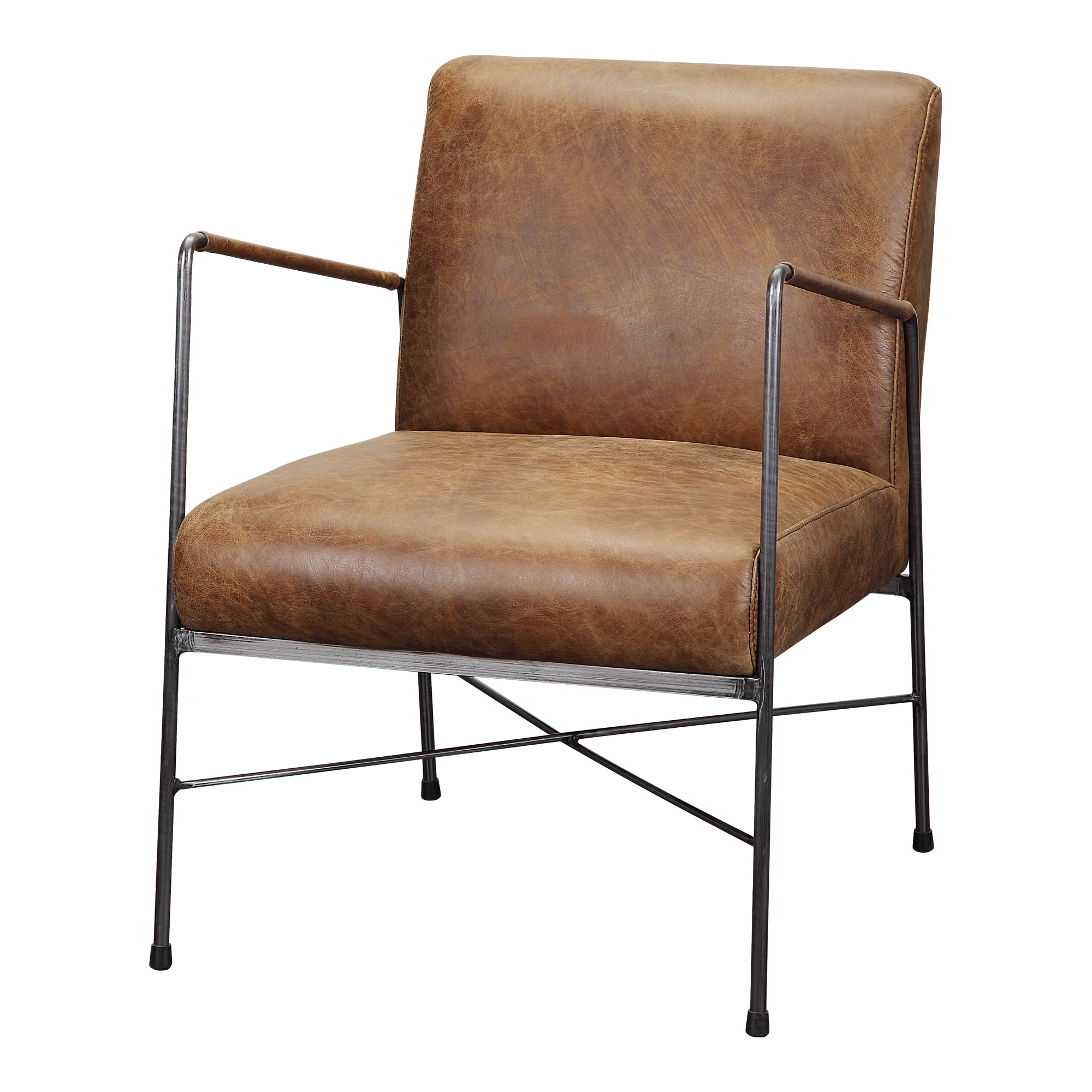 Dagwood Leather Armchair Open Road Brown - Moes Home