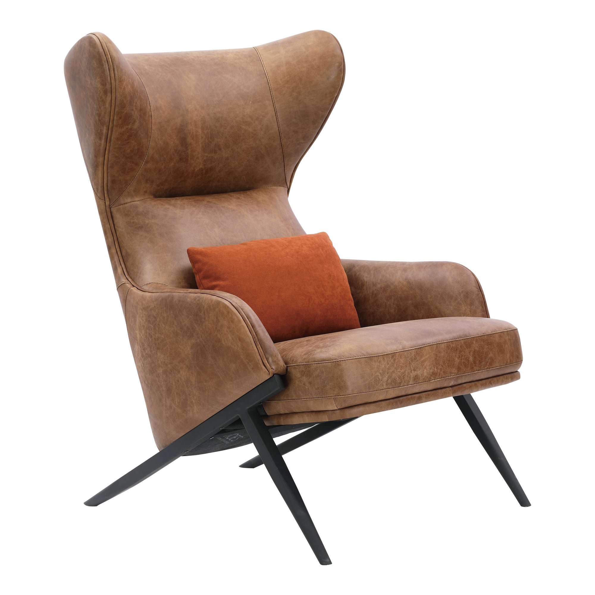 Amos Leather Accent Chair Open Road Brown - Moes Home