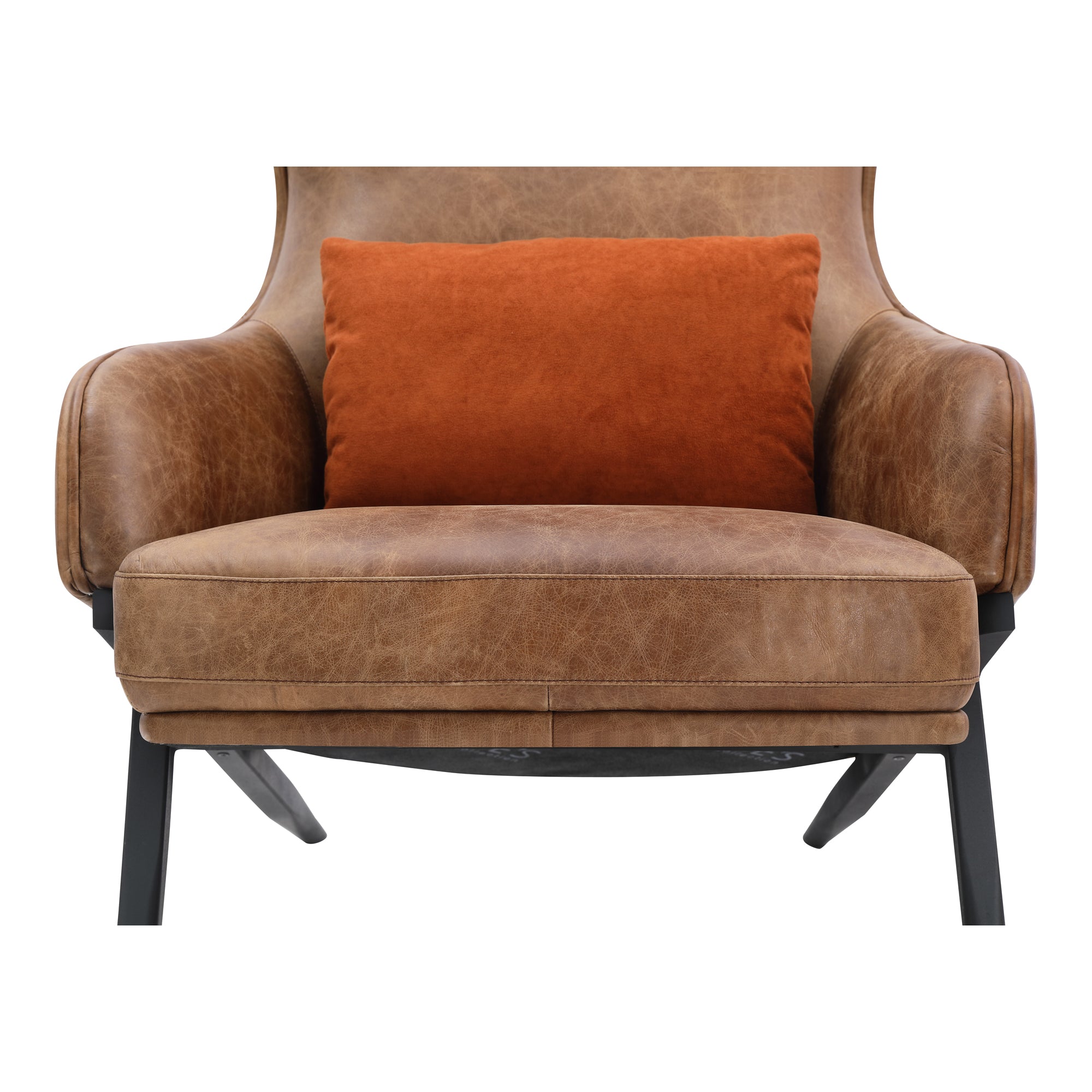 Amos Leather Accent Chair Open Road Brown - Moes Home