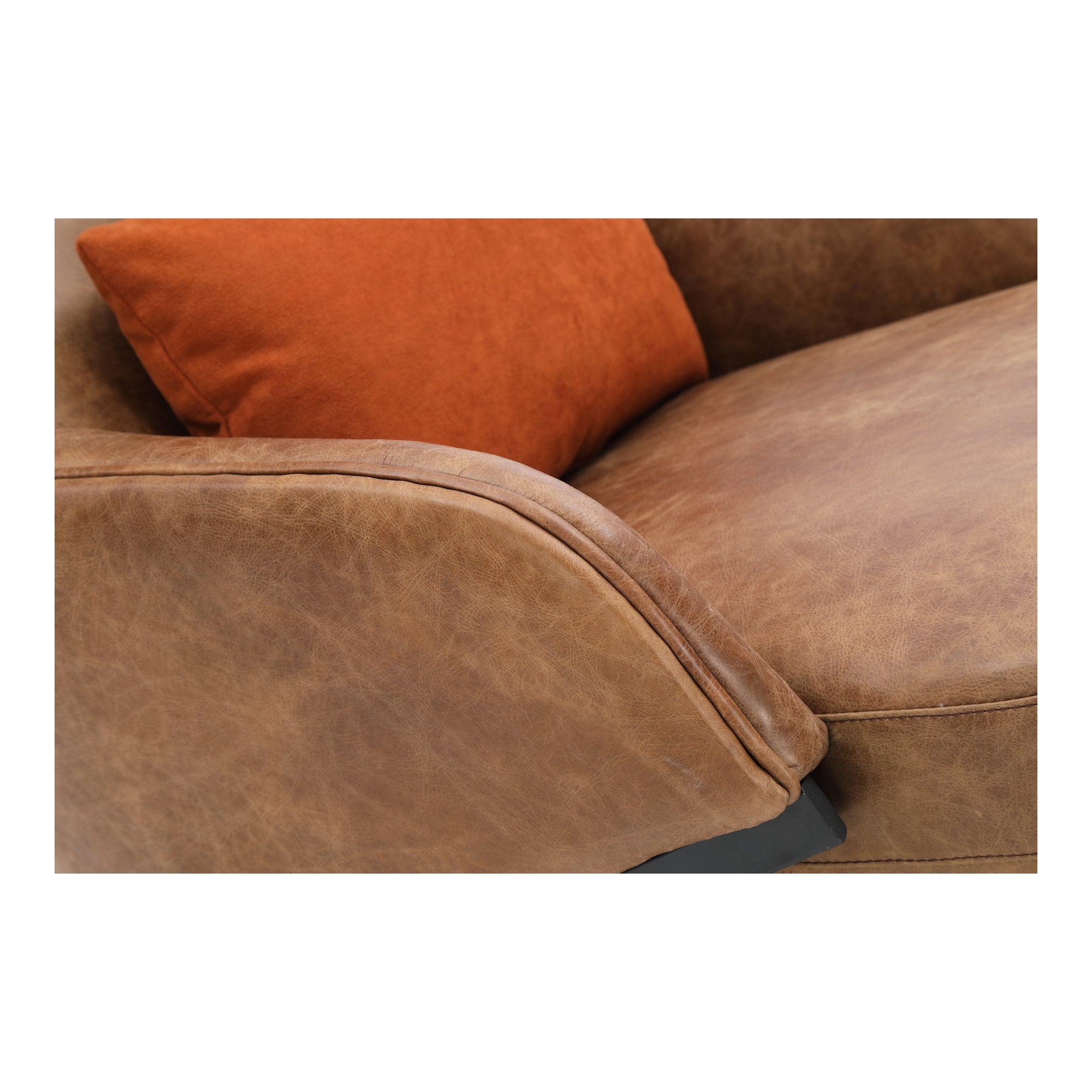 Amos Leather Accent Chair Open Road Brown - Moes Home
