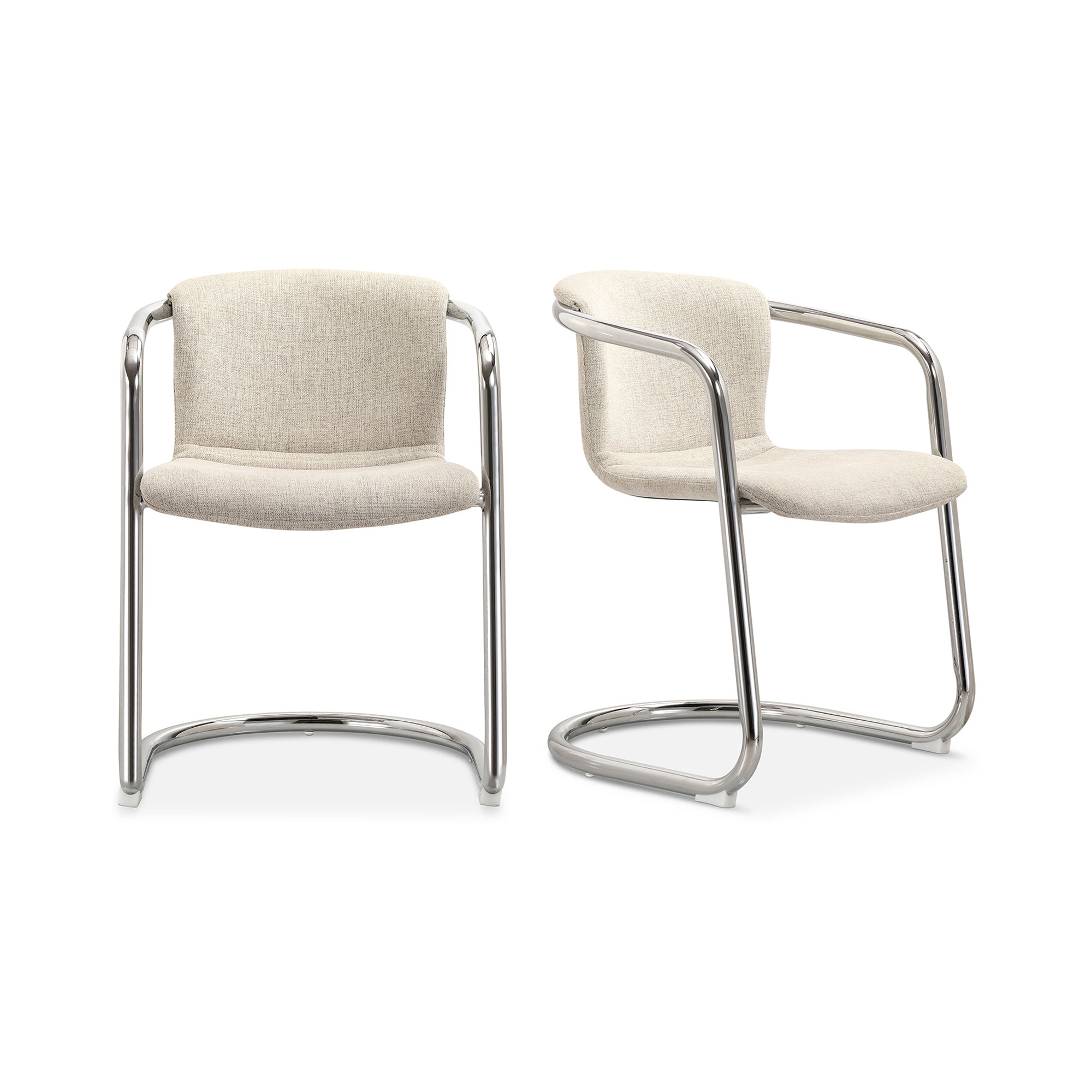 Freeman Chrome Frame Dining Chair Blended Cream - Set Of Two - Moes Home