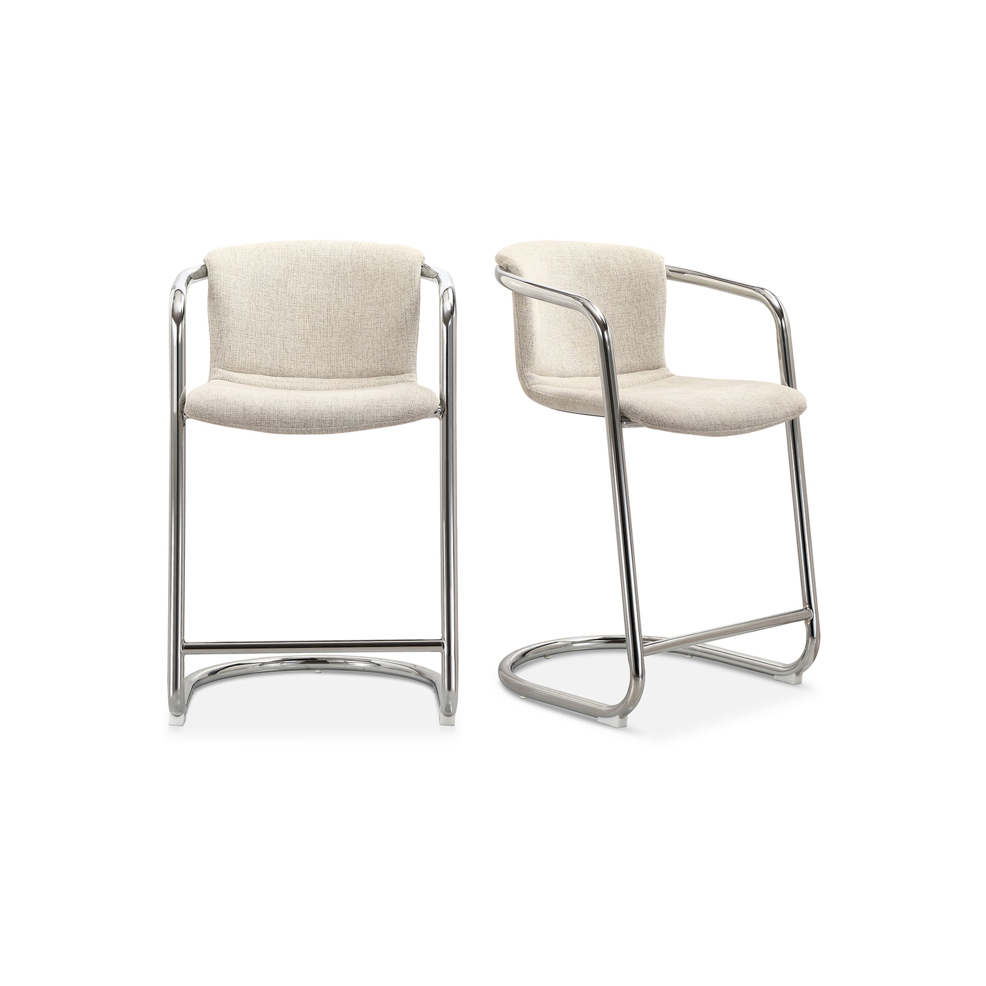 Freeman Chrome Frame Counter Stool Blended Cream - Set Of Two - Moes Home