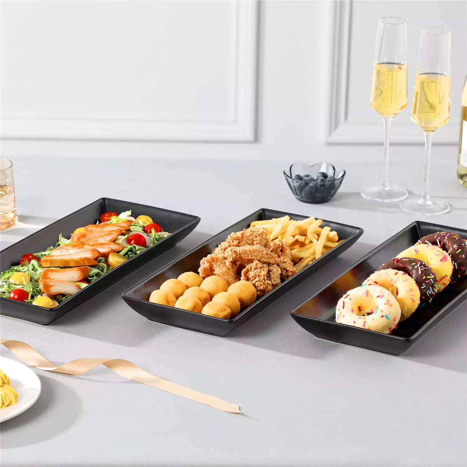 3 Tier Black Server With Plates