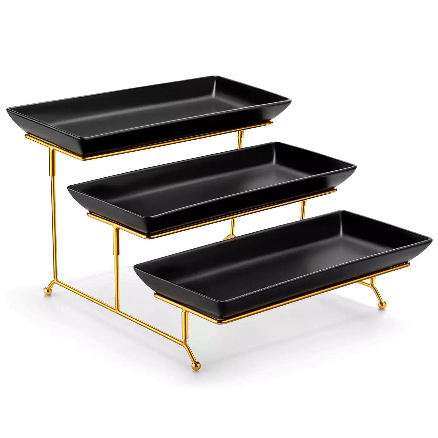 3 Tier Black Server With Plates