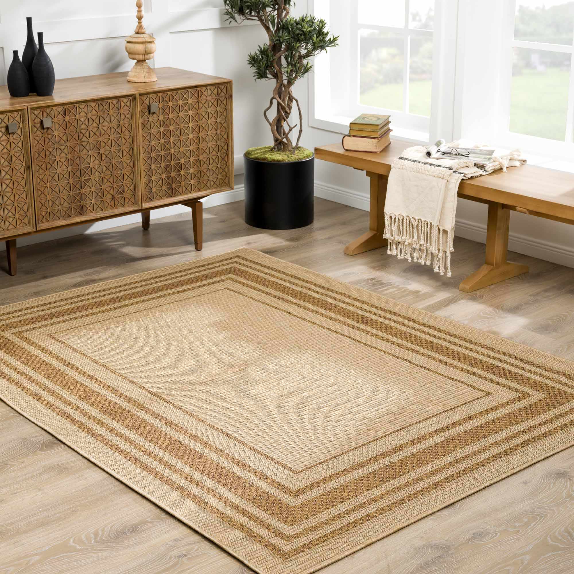 Isoko Bordered Faux Jute Rug