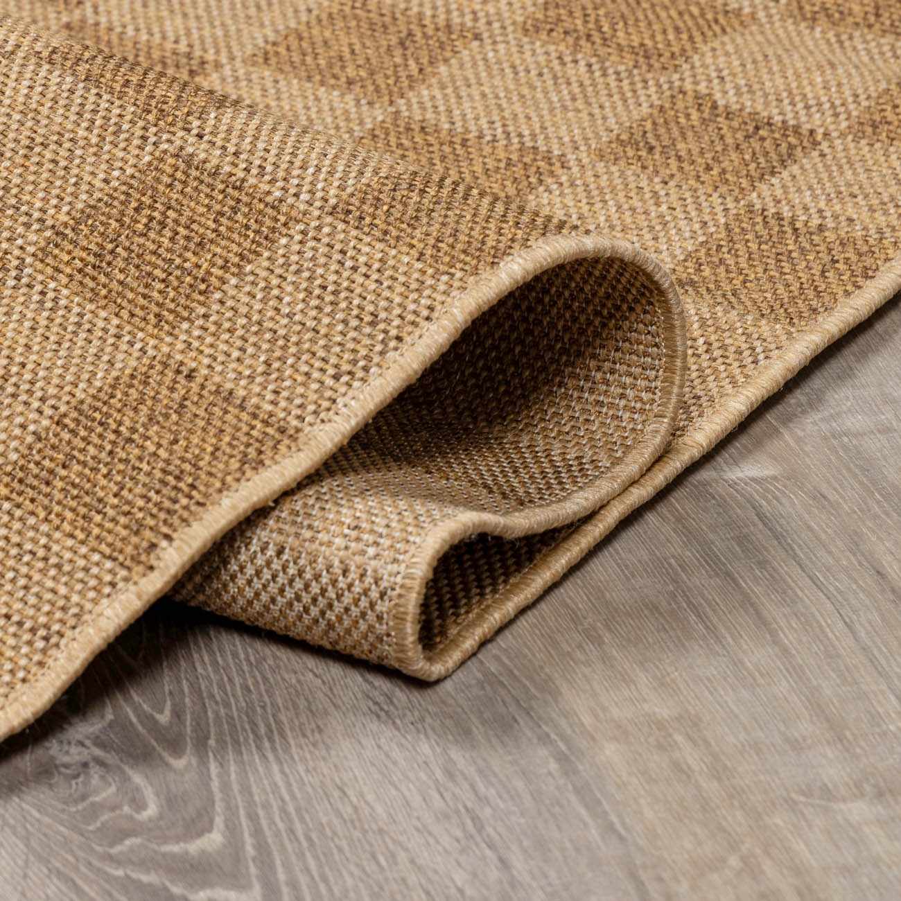 Kuval Checkered Brown Rug