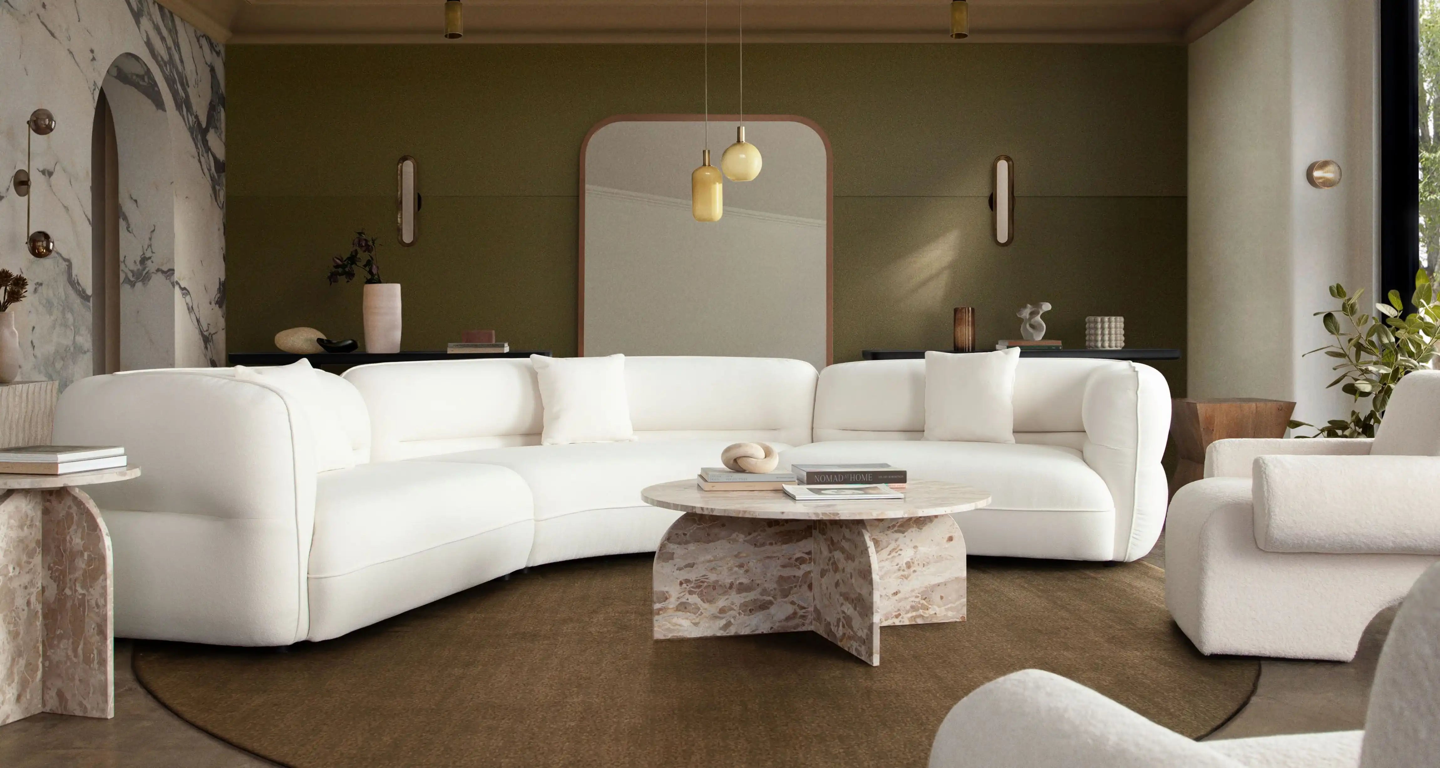 Micah Ivory Fabric 3pc Sectional