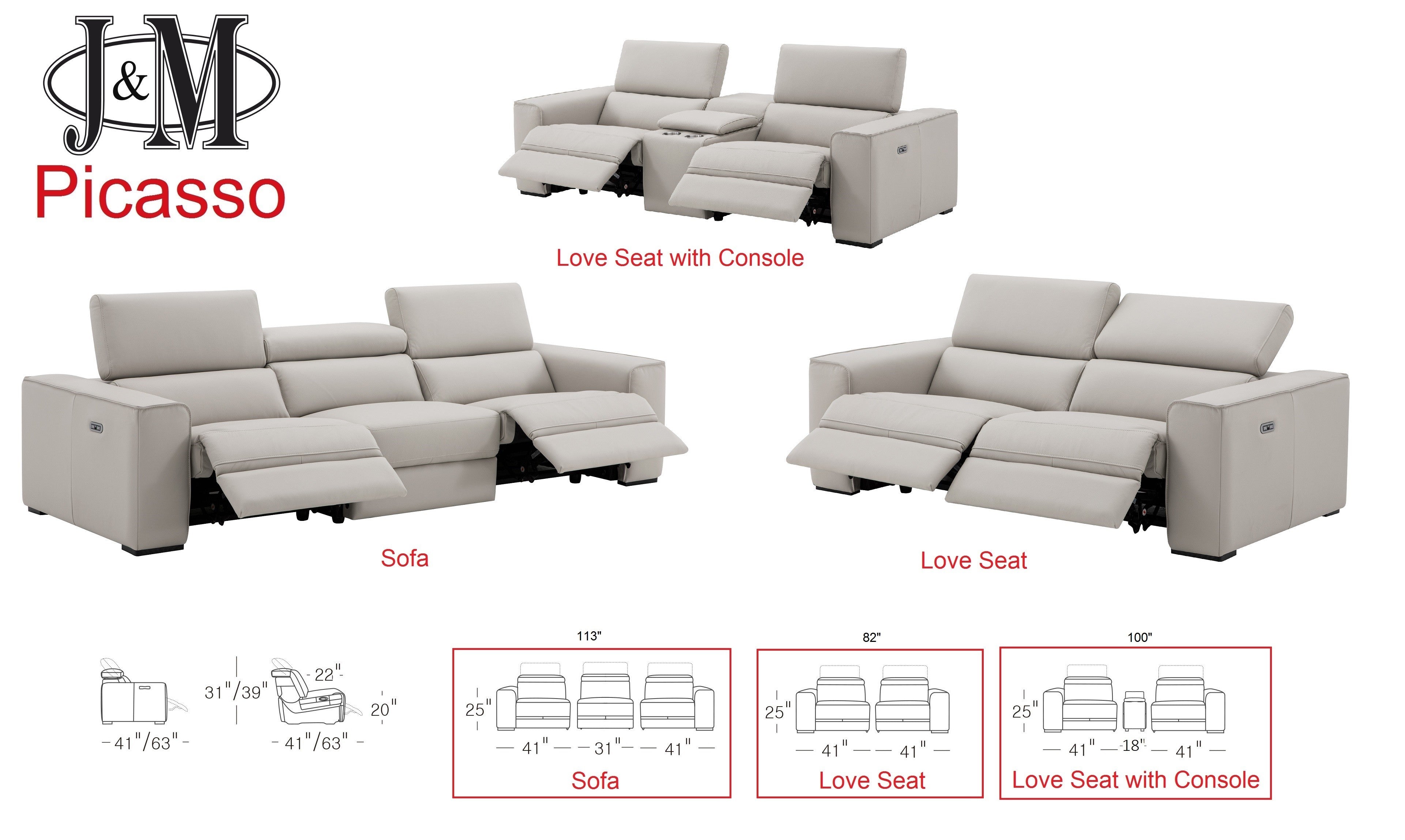 Picasso Love Seat J&M- No Console