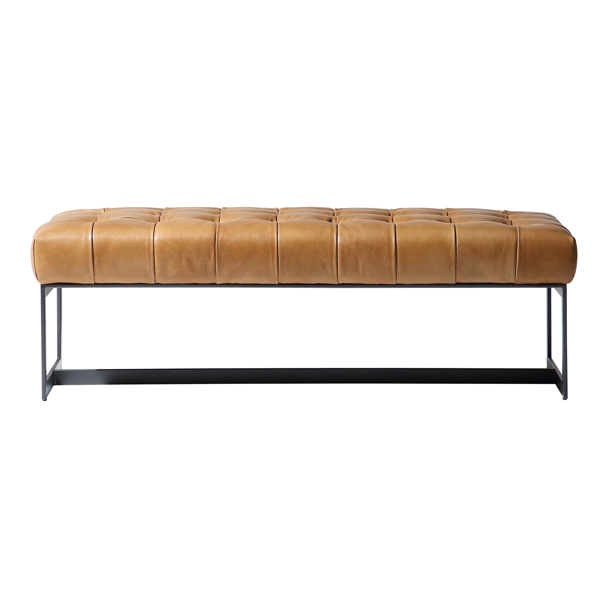 Wyatt Leather Bench Tan - Moes Home