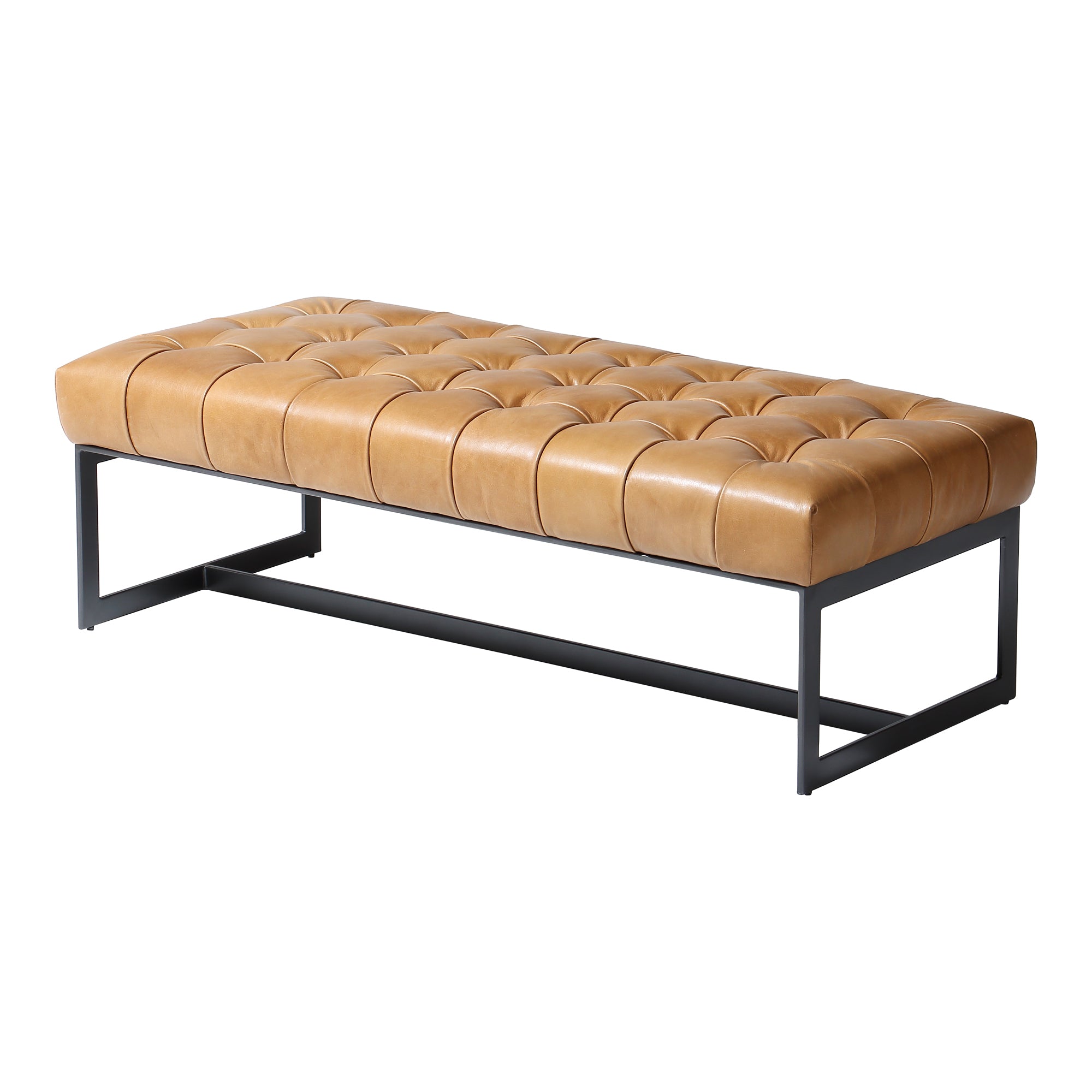 Wyatt Leather Bench Tan - Moes Home