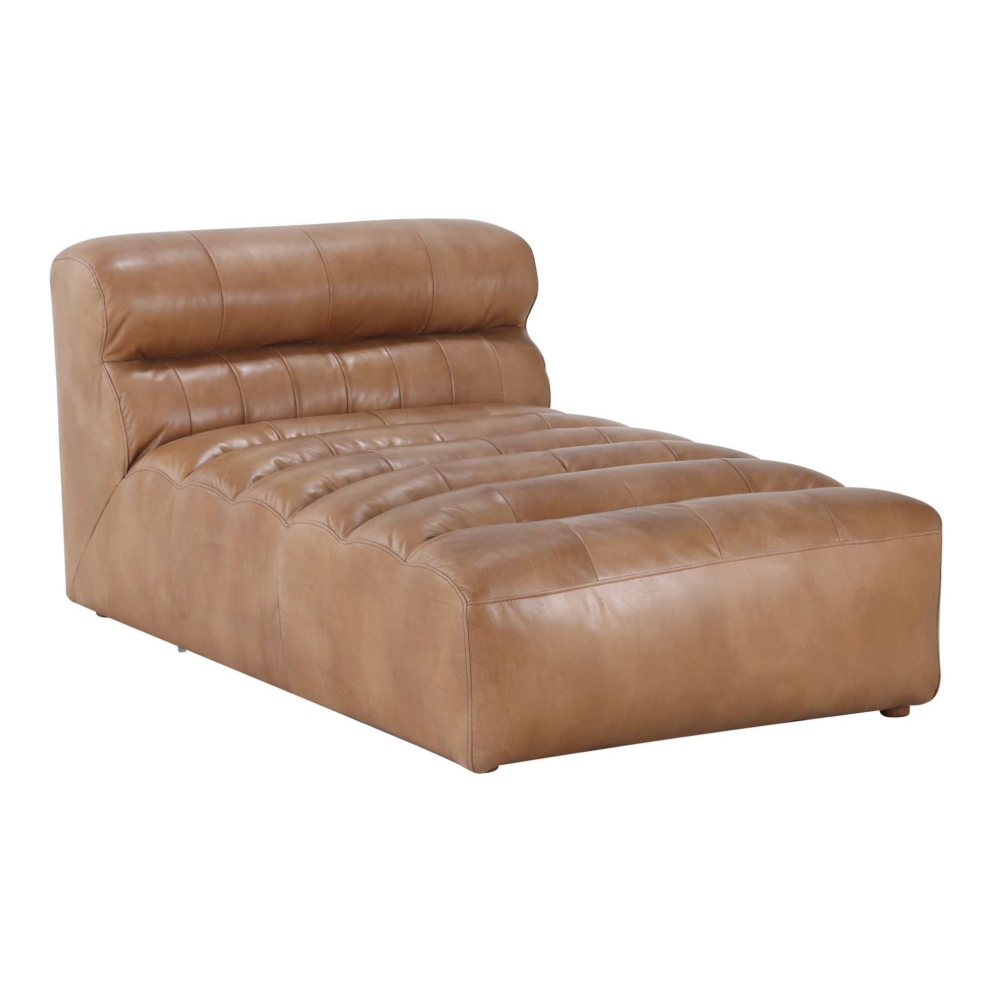 Ramsay Leather Chaise Tan - Moes Home