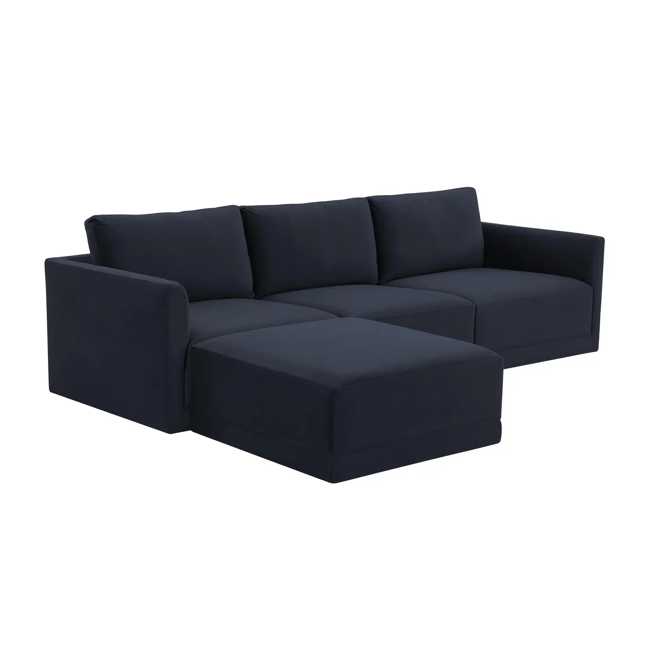 Willow Velvet Modular 4-Piece Sectional Navy