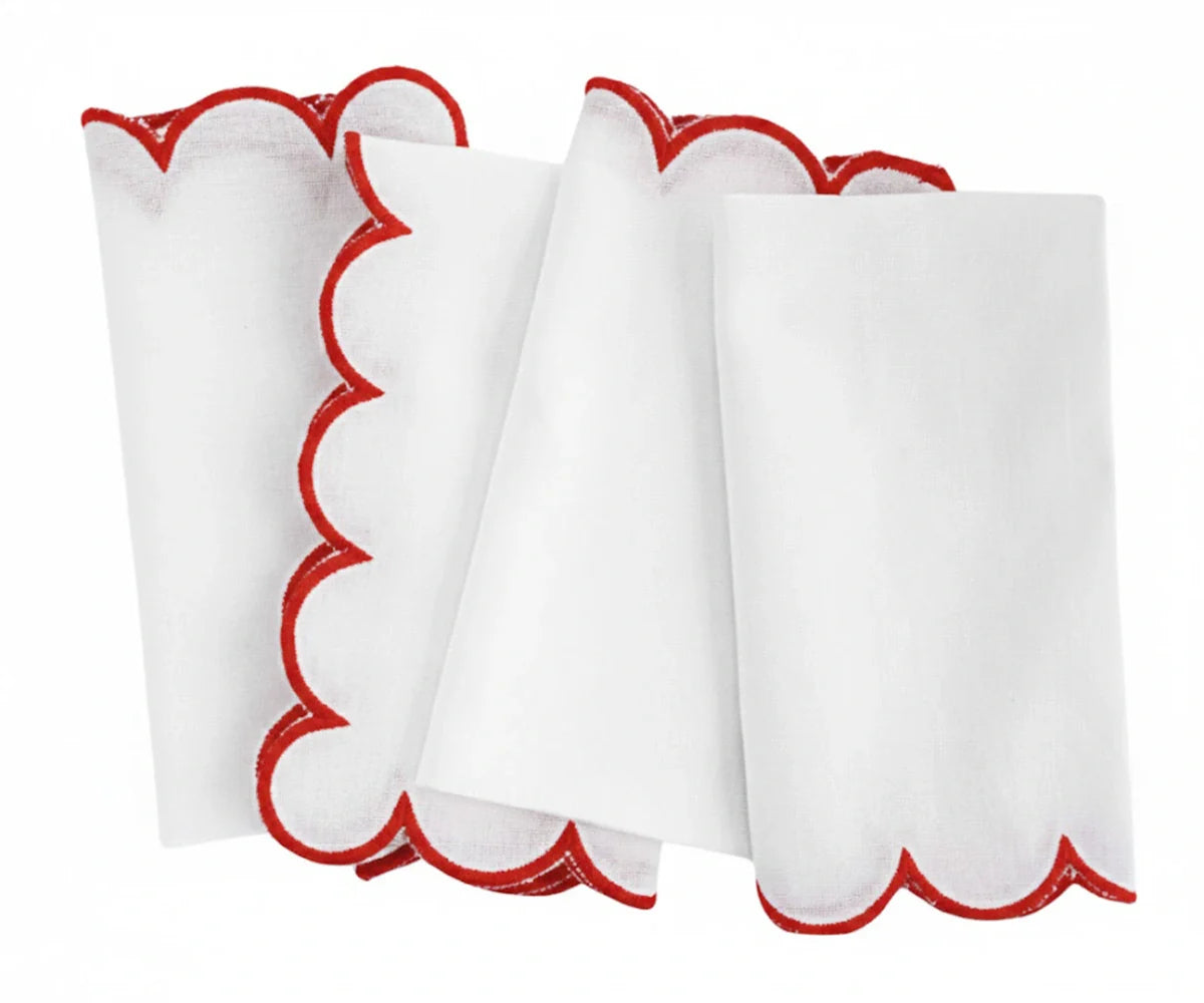 Red Scalloped Edge Napkins - LongWave