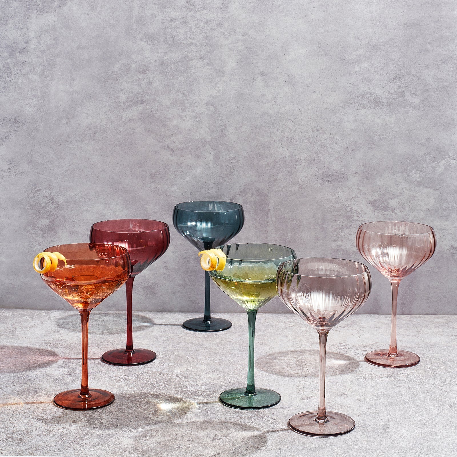 Tonal Tulip Champagne Coupe, Cocktail Glassware, Set of 6