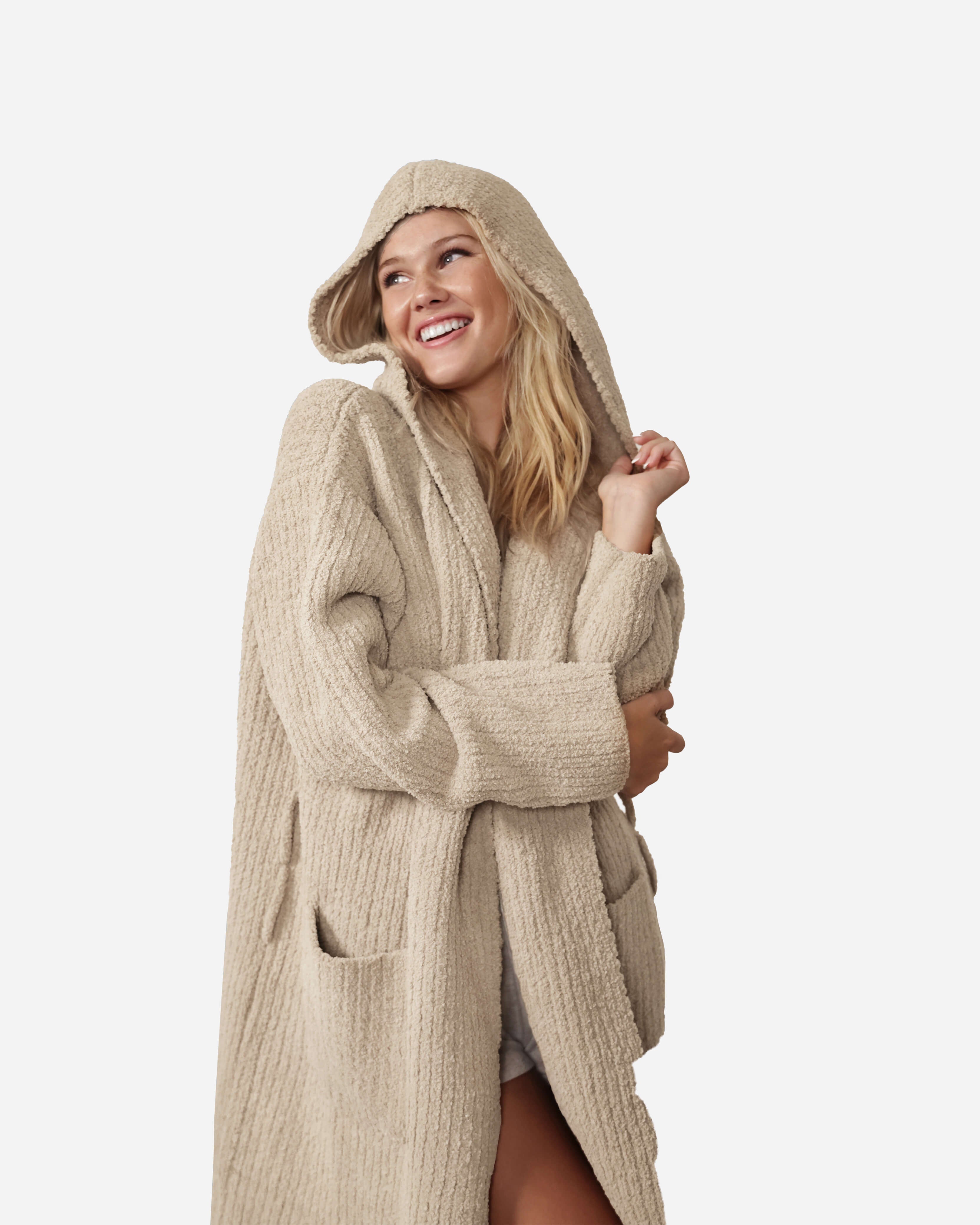 Ribbed Hooded Robe