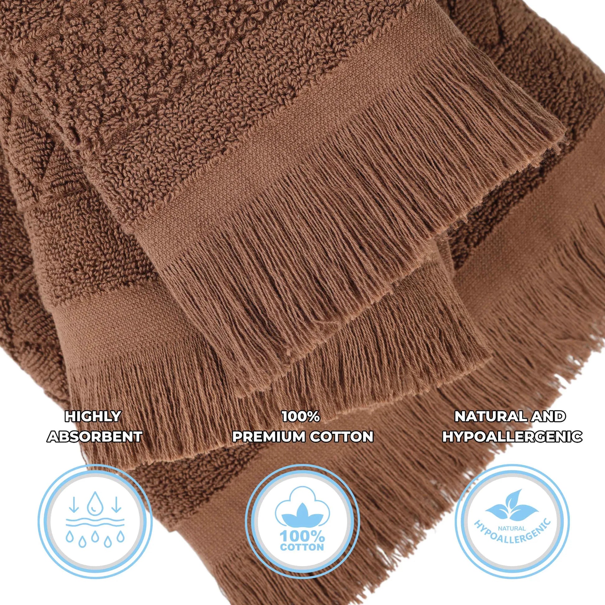 Cotton Geometric Jacquard Absorbent Bath Towel Set of 3 - Bath Towel by Superior Brand