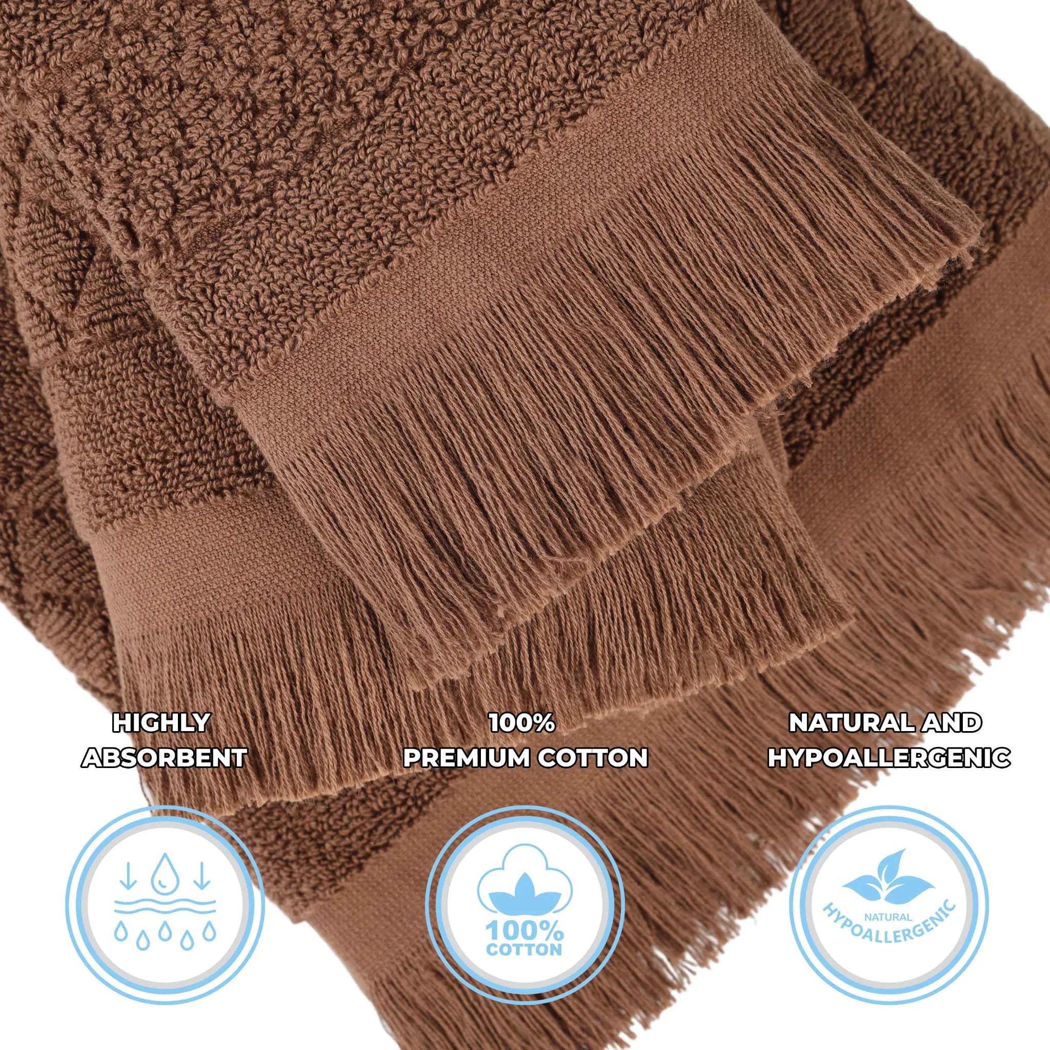 Cotton Geometric Jacquard Absorbent Bath Towel Set of 3 - Bath Towel by Superior Brand