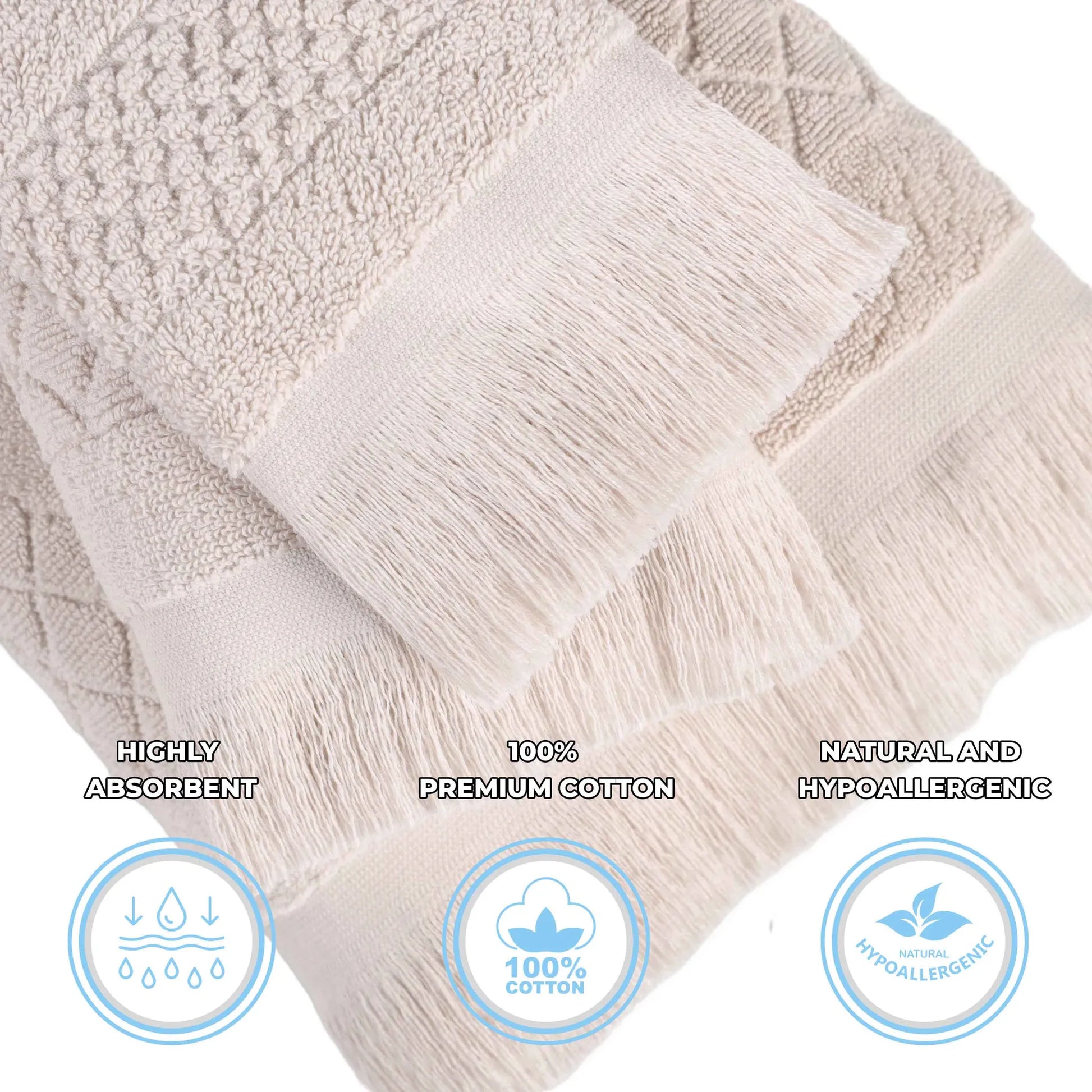 Cotton Geometric Jacquard Absorbent Bath Towel Set of 3 - Bath Towel by Superior Brand