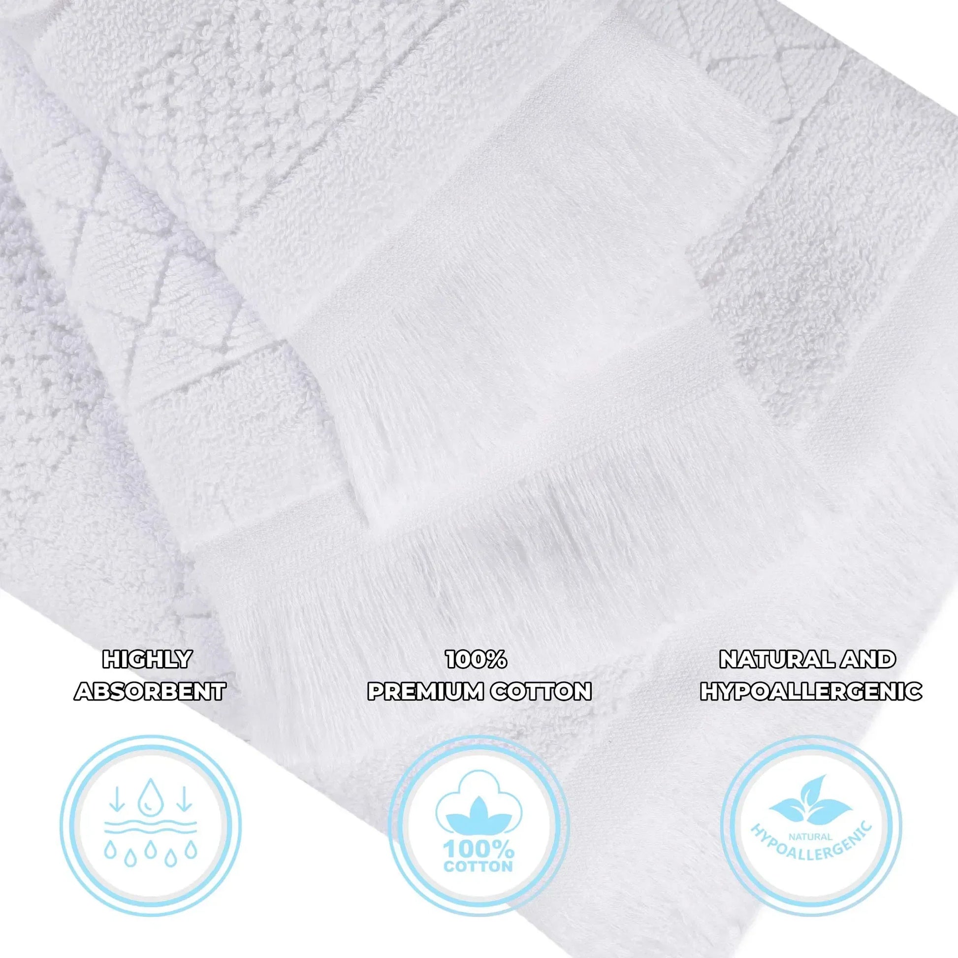 Cotton Geometric Jacquard Absorbent Bath Towel Set of 3 - Bath Towel by Superior Brand