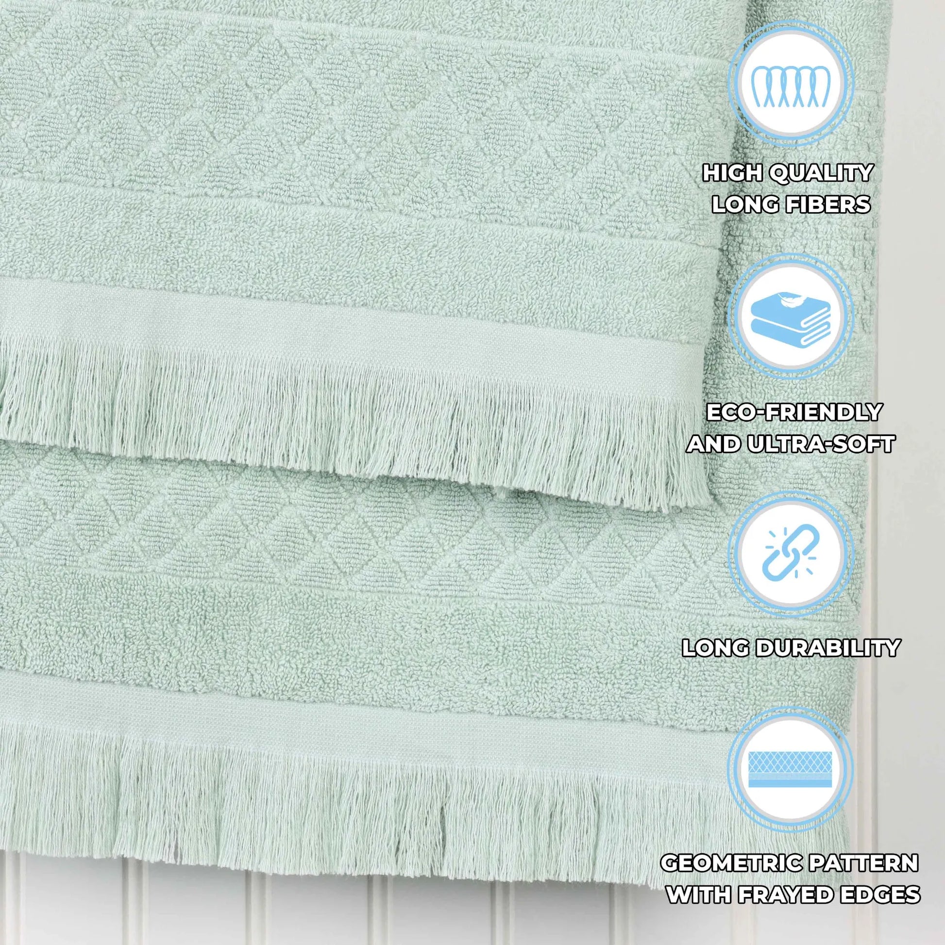 Cotton Geometric Jacquard Absorbent Bath Towel Set of 3 - Bath Towel by Superior Brand