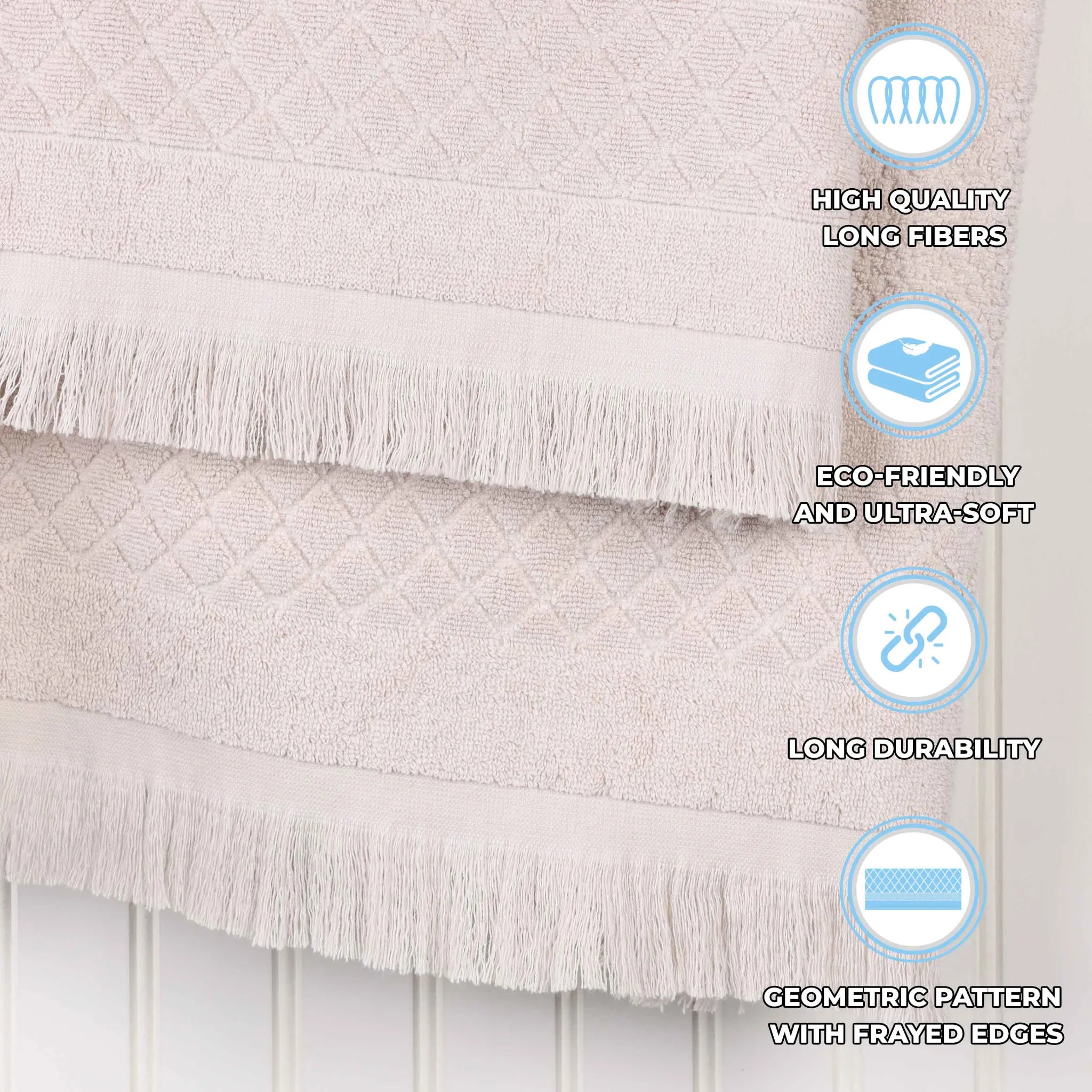 Cotton Geometric Jacquard Absorbent Bath Towel Set of 3 - Bath Towel by Superior Brand