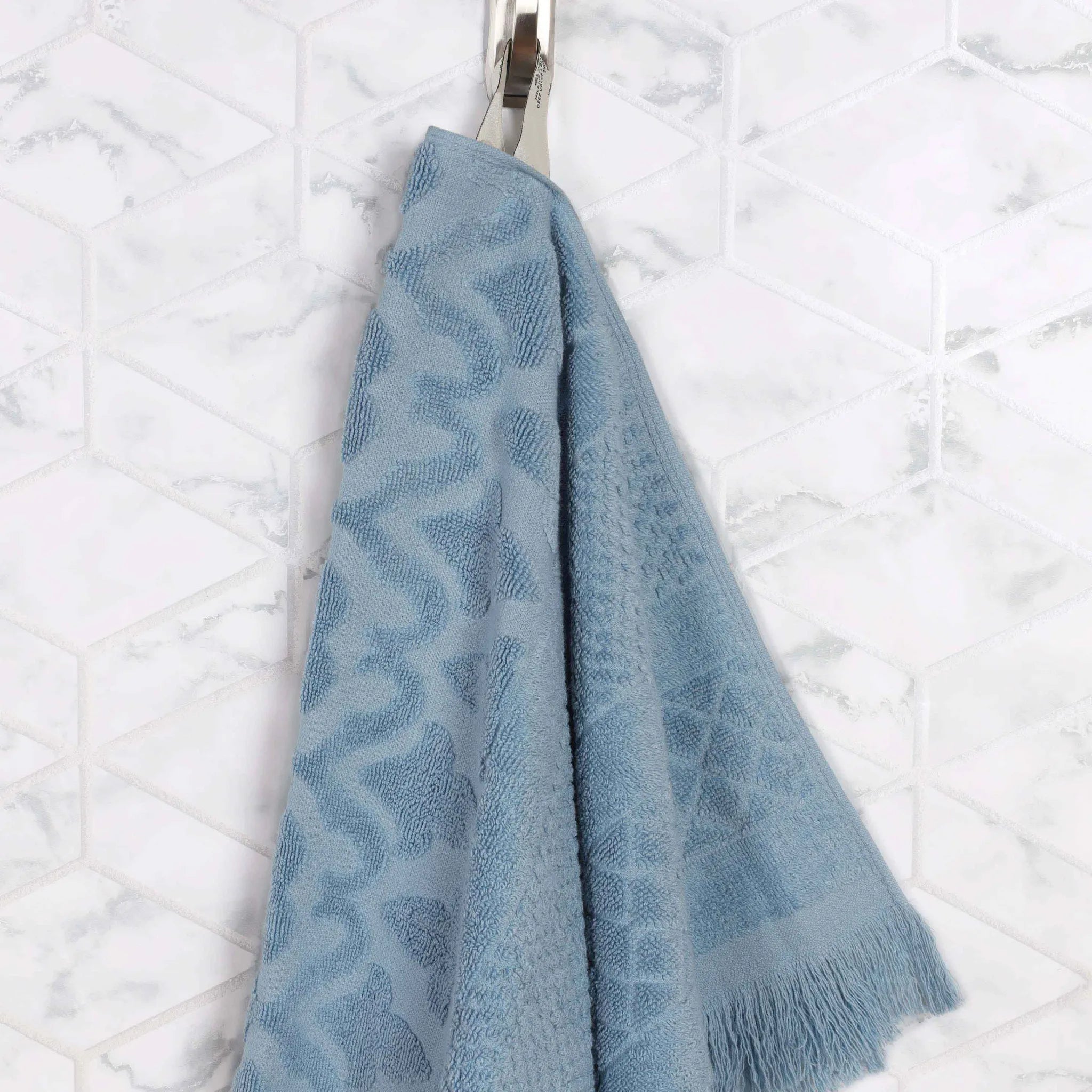 Cotton Geometric Jacquard Absorbent Bath Towel Set of 3 - Bath Towel by Superior Brand