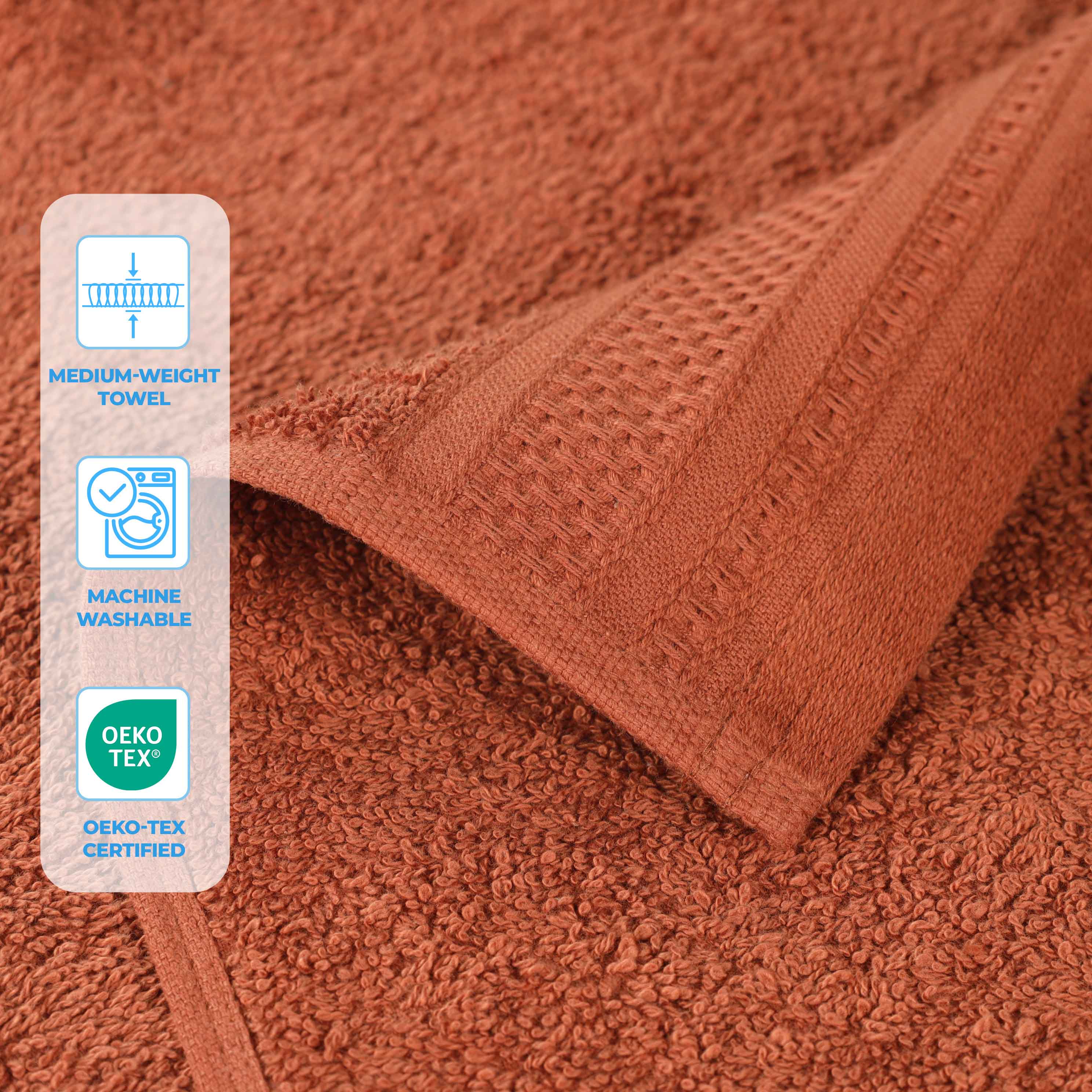 Honeycomb Textured Waffle Border Cotton Bath Towels, Set of 4 - Bath Towel by Superior Brand