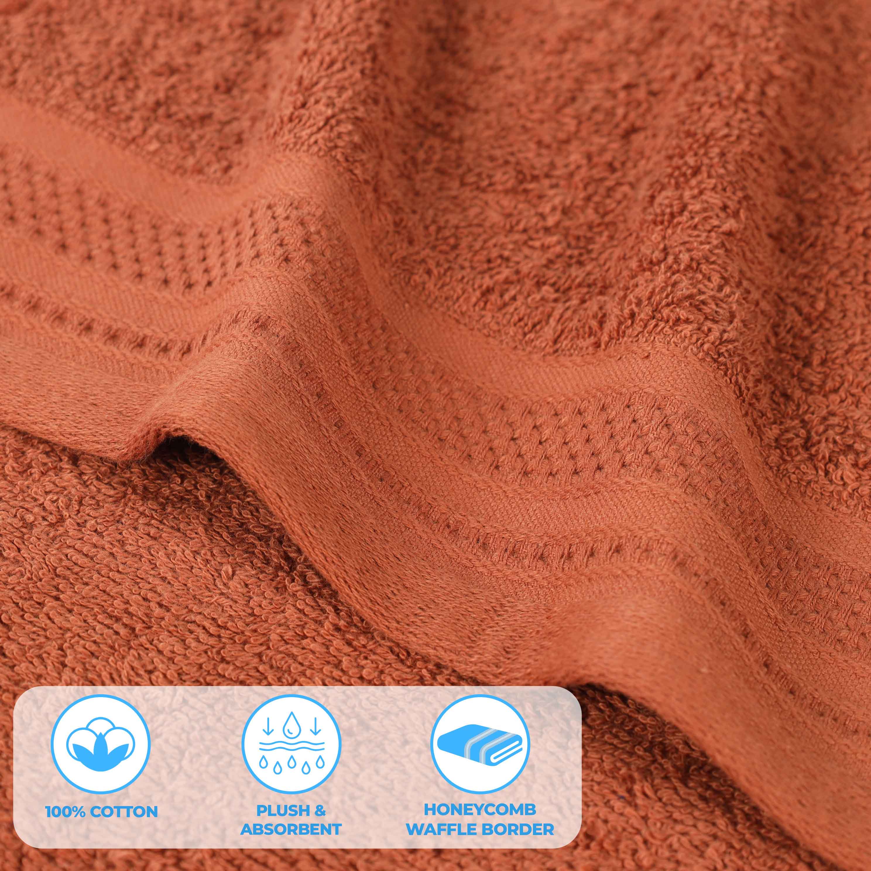 Honeycomb Textured Waffle Border Cotton Bath Towels, Set of 4 - Bath Towel by Superior Brand