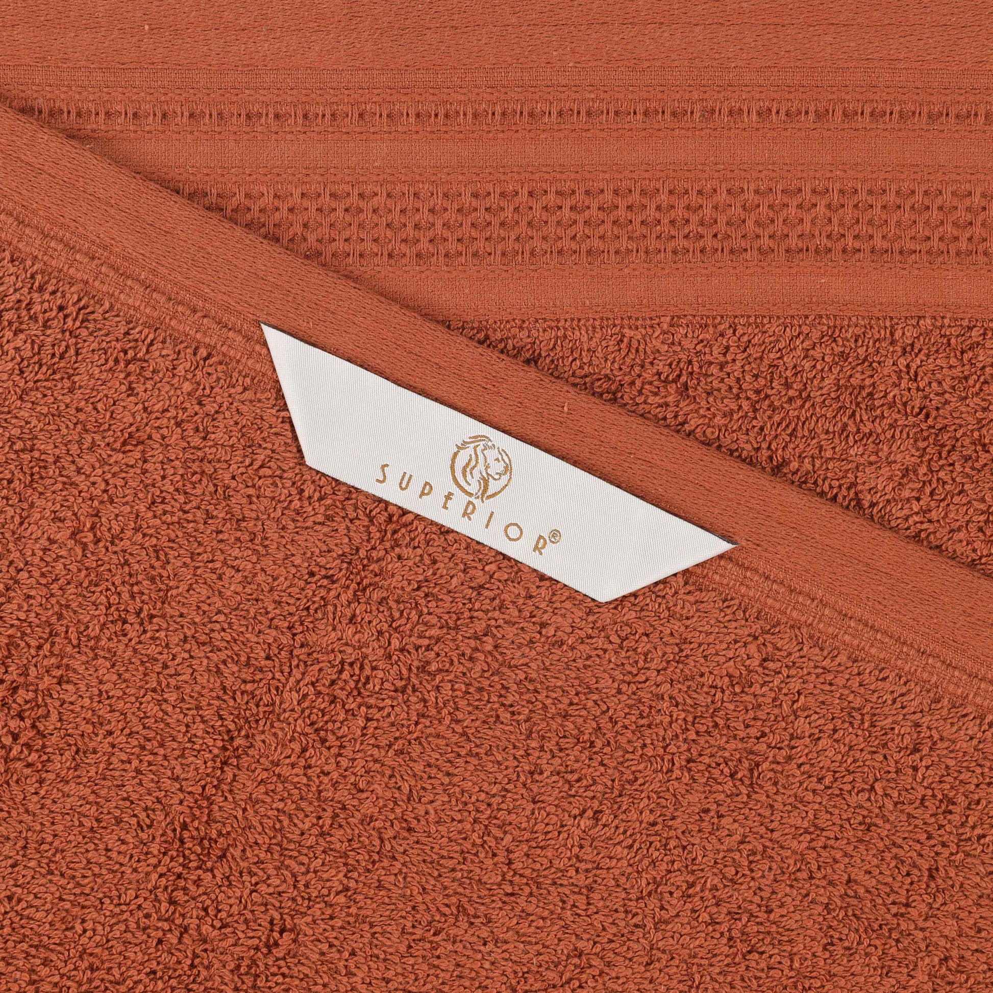 Honeycomb Textured Waffle Border Cotton Bath Towels, Set of 4 - Bath Towel by Superior Brand