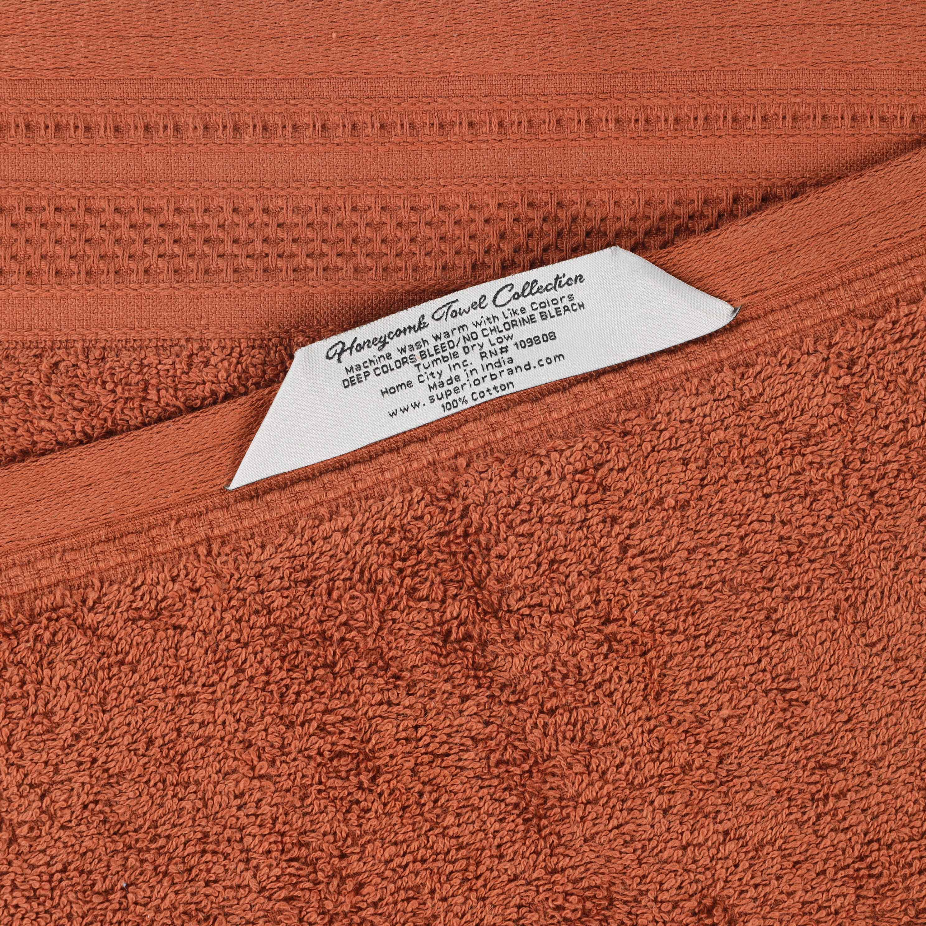 Honeycomb Textured Waffle Border Cotton Bath Towels, Set of 4 - Bath Towel by Superior Brand